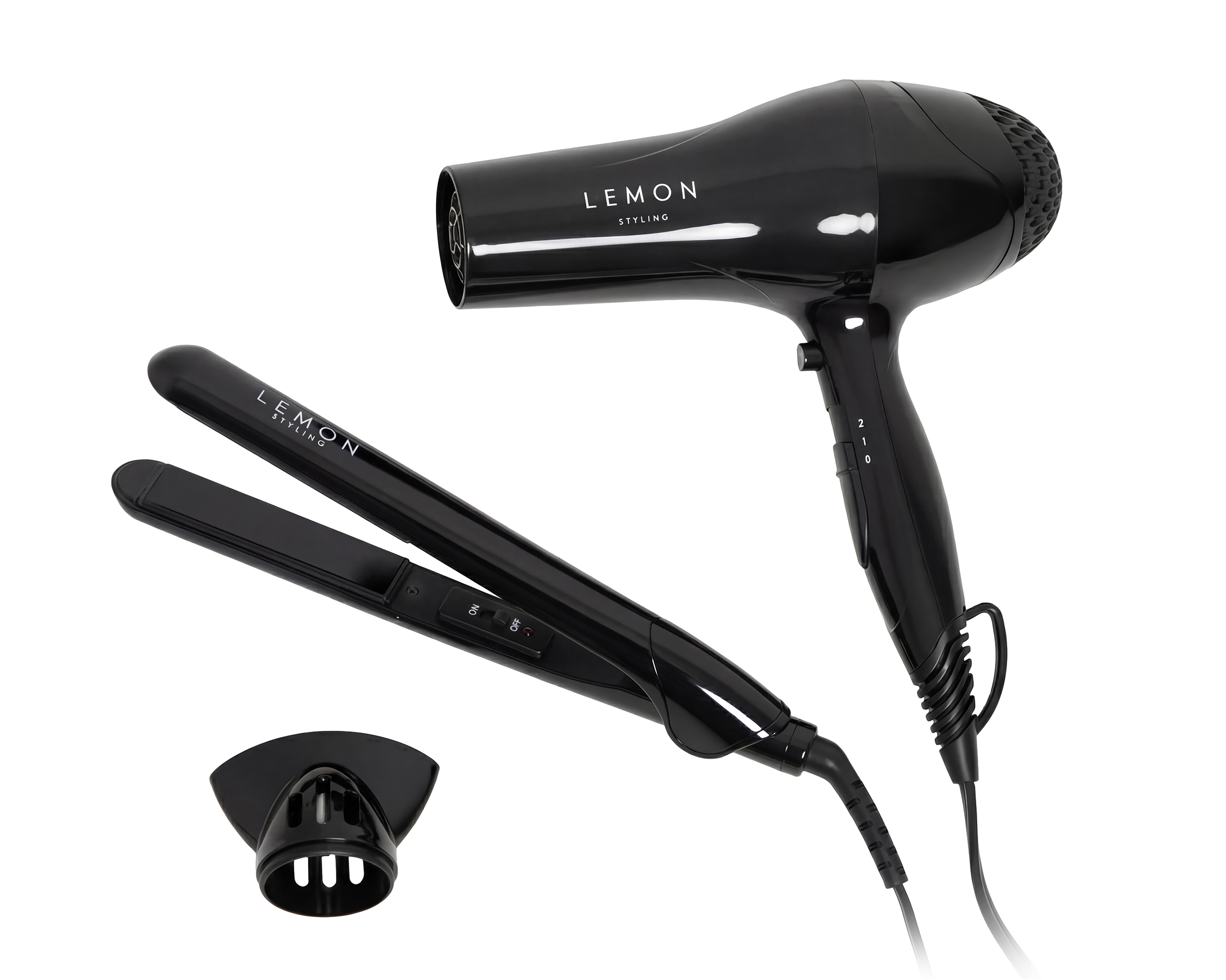 Foto 2 pulgar | Foto 1 | Combo de Secadora y Alaciadora Lemon Styling Onyx con Accesorios