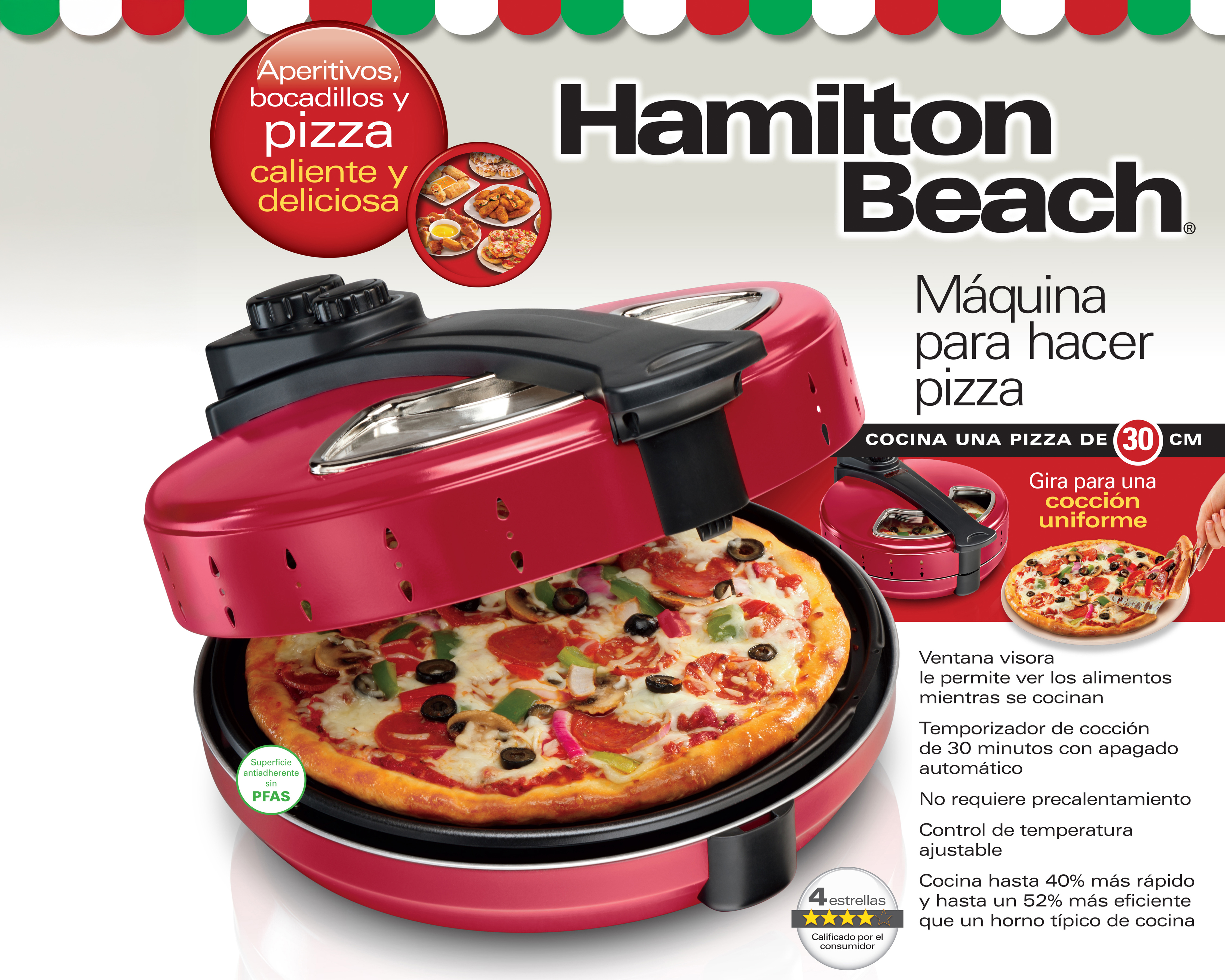 Foto 8 | Foto 8 | Horno Eléctrico para Pizzas Hamilton Beach 12 Pulgadas