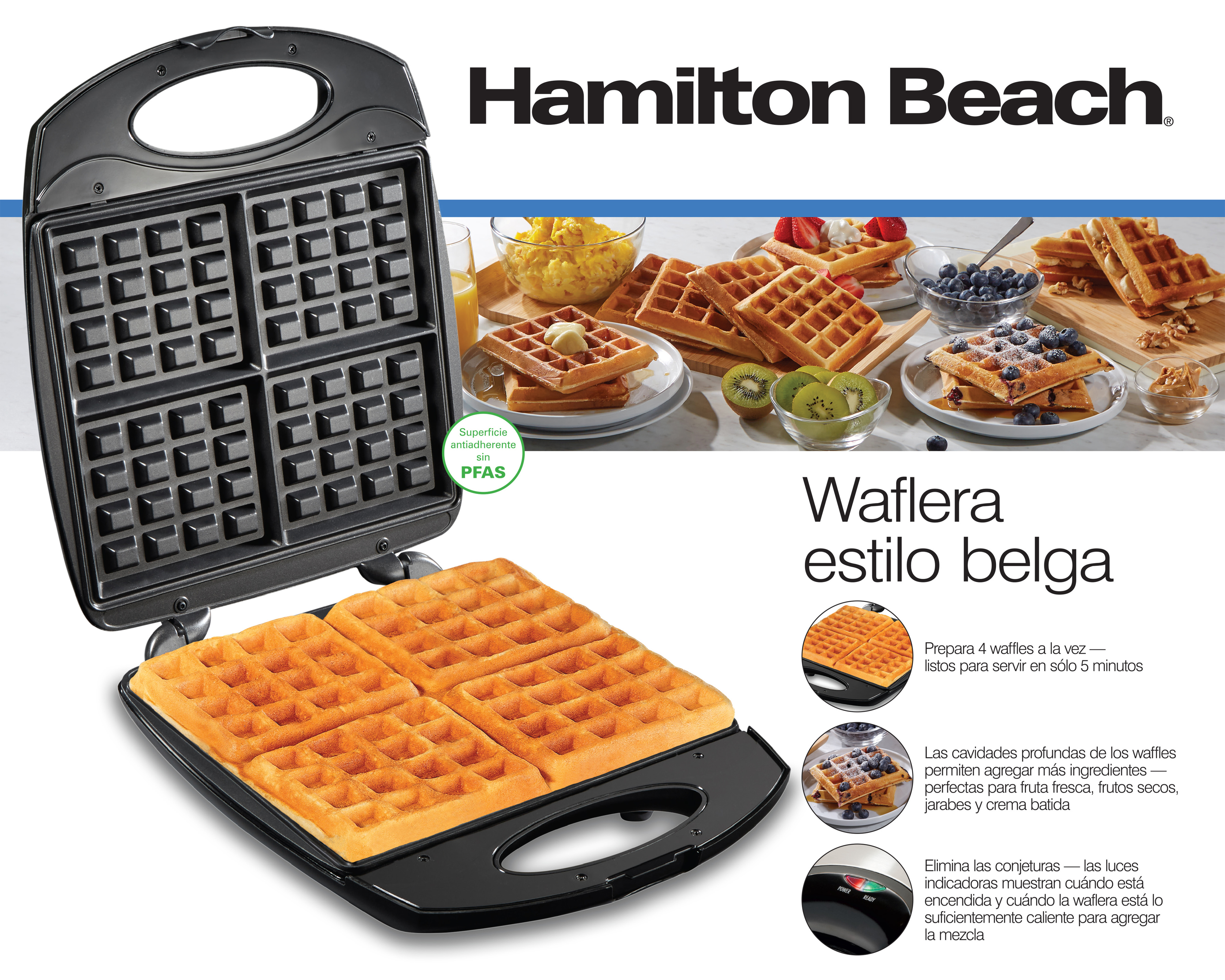 Foto 8 pulgar | Foto 7 | Waflera Hamilton Beach 26020MN 4 Porciones