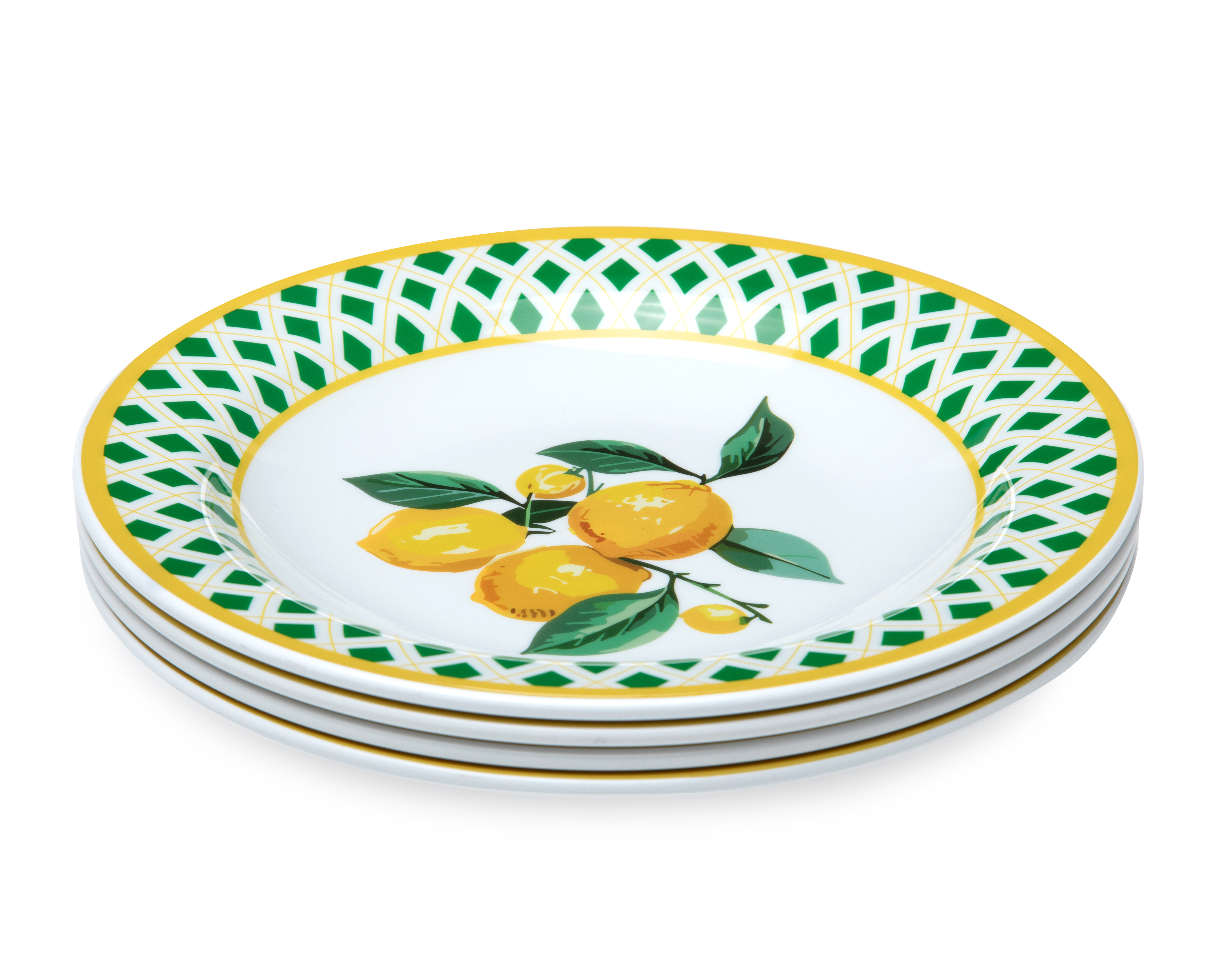 Plato Plano de Plástico Multicolor 4 Piezas