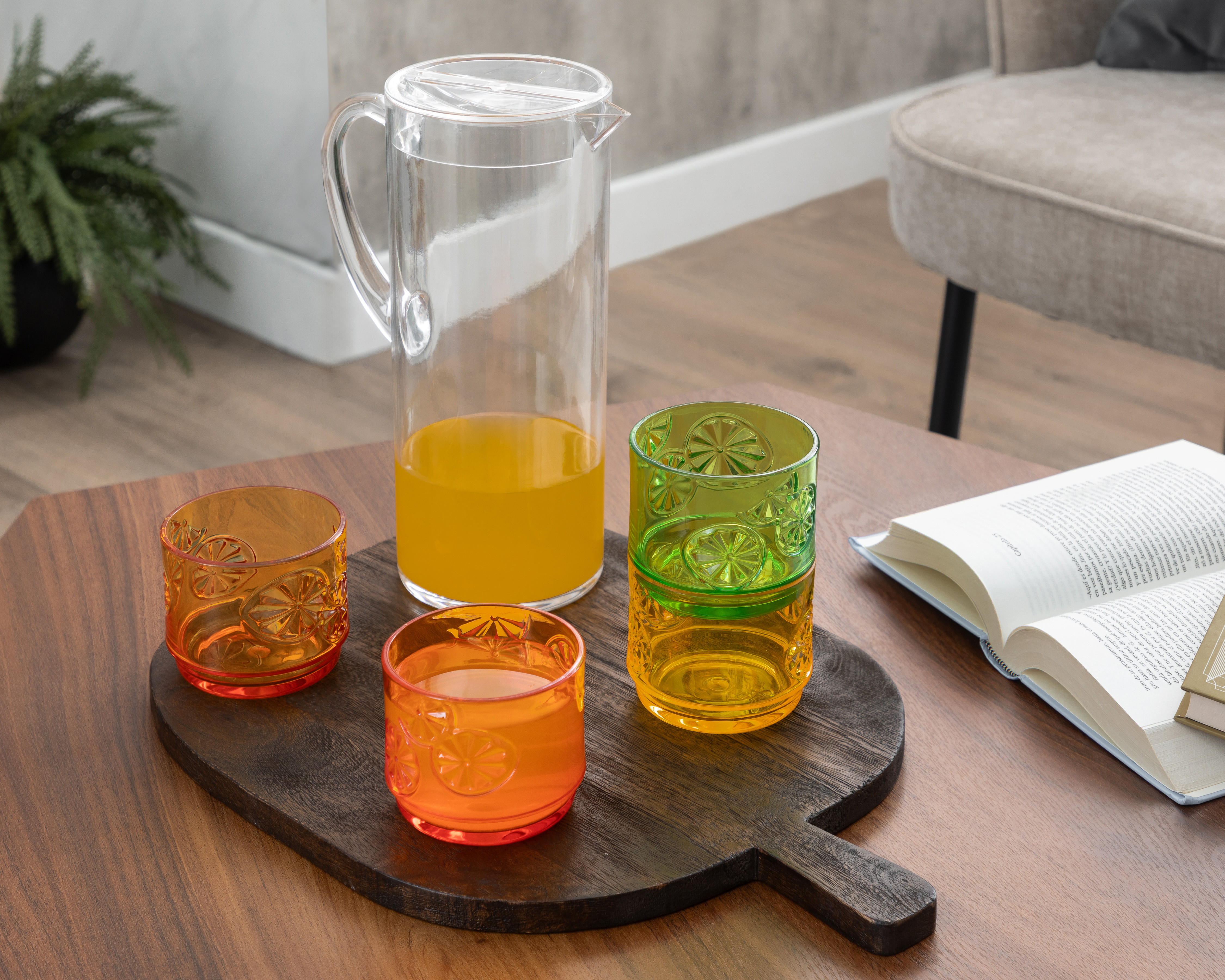 Juego de Jarra y Vasos de Plástico Starhaus 5 Piezas