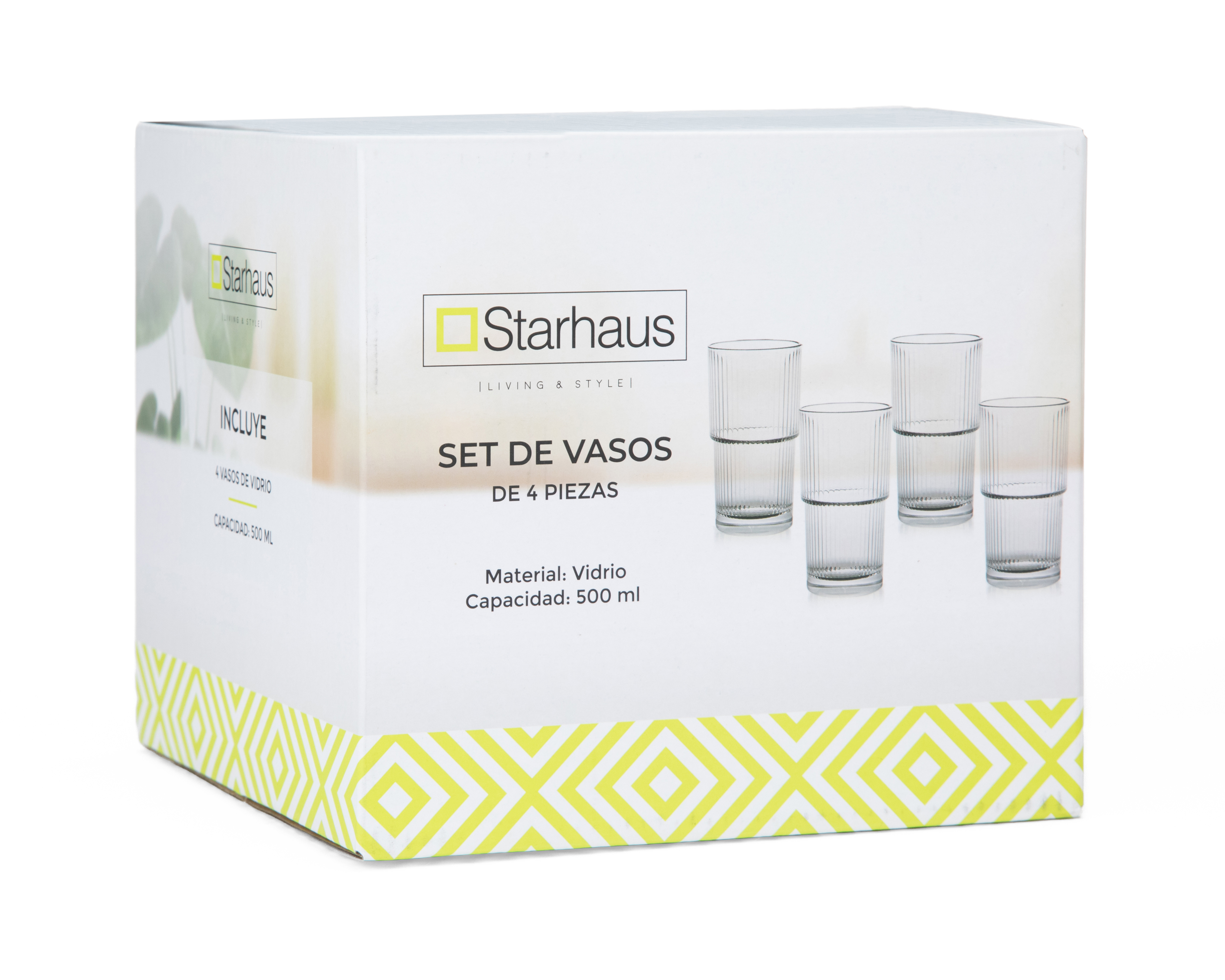 Foto 3 pulgar | Foto 2 | Vaso de Vidrio Starhaus 500 ml 4 Piezas