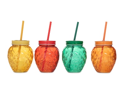 Foto 1 | Foto 1 | Vaso de Vidrio con Popote Starhaus 600 ml 4 Piezas