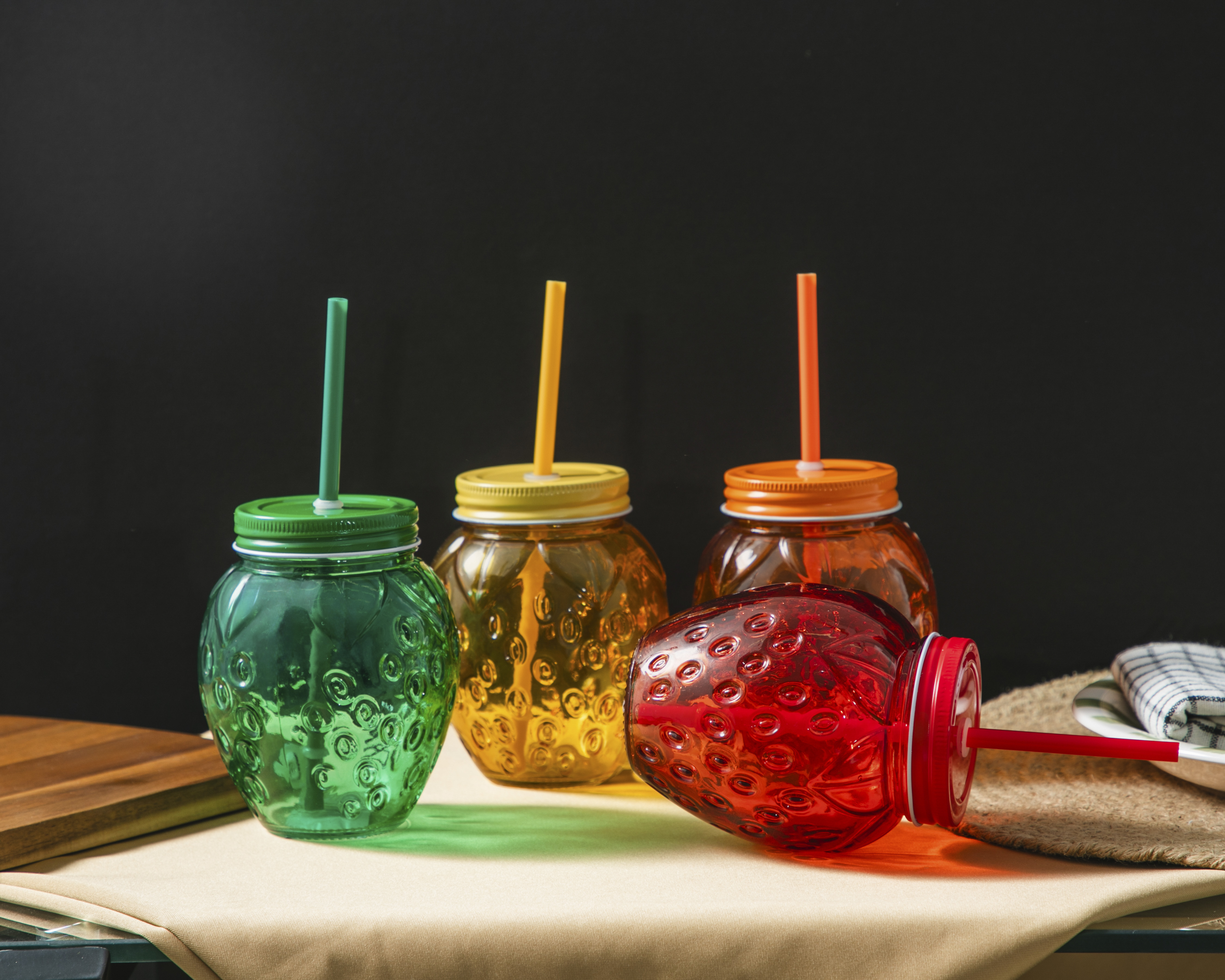 Foto 5 pulgar | Foto 4 | Vaso de Vidrio con Popote Starhaus 600 ml 4 Piezas