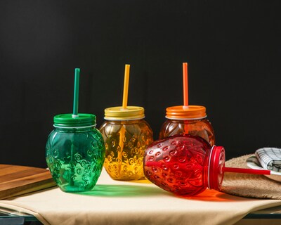 Foto 4 | Foto 4 | Vaso de Vidrio con Popote Starhaus 600 ml 4 Piezas