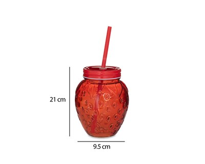 Foto 5 | Foto 5 | Vaso de Vidrio con Popote Starhaus 600 ml 4 Piezas