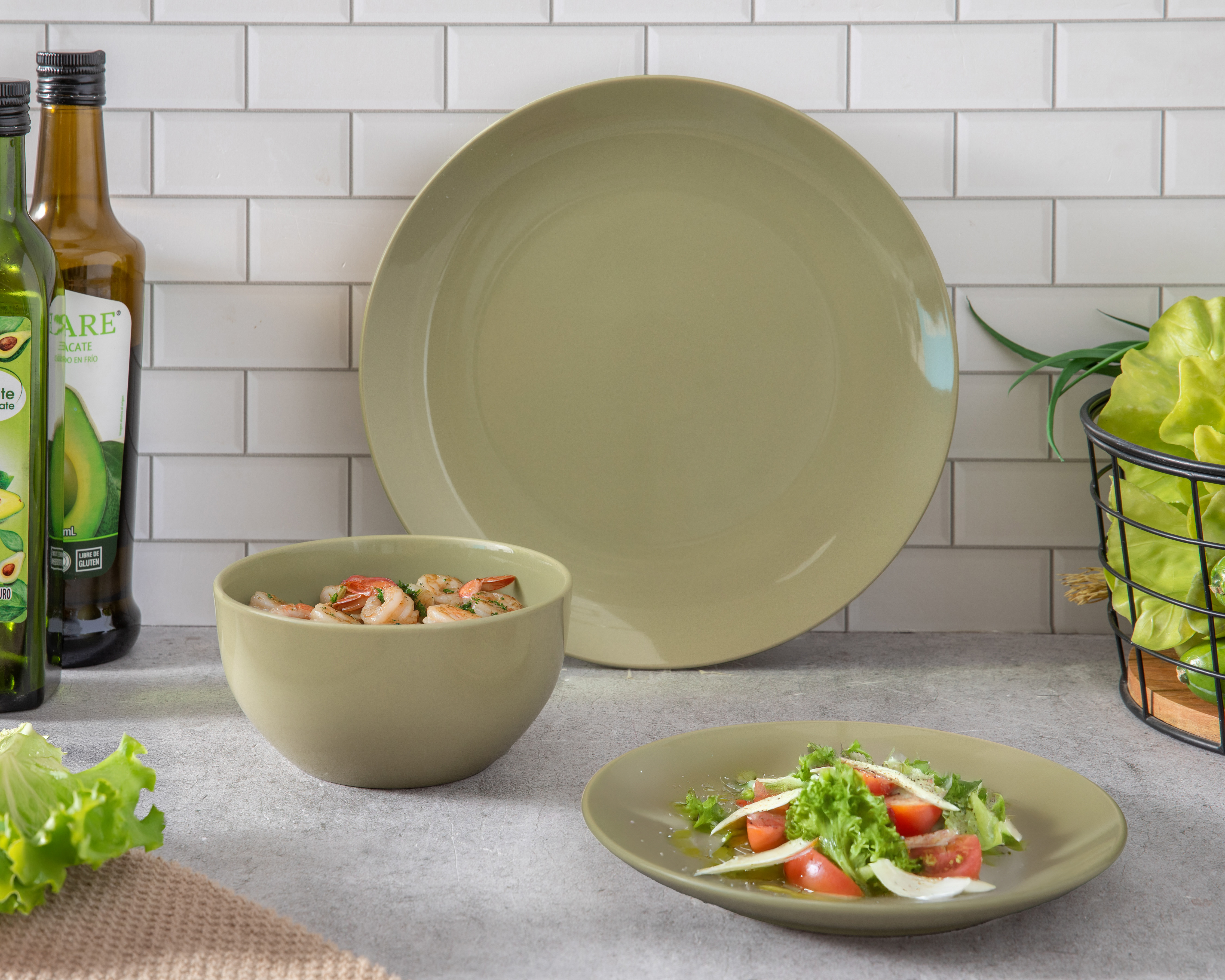 Foto 1 | Foto 1 | Vajilla de Cerámica Verde para 4 Personas 12 Piezas