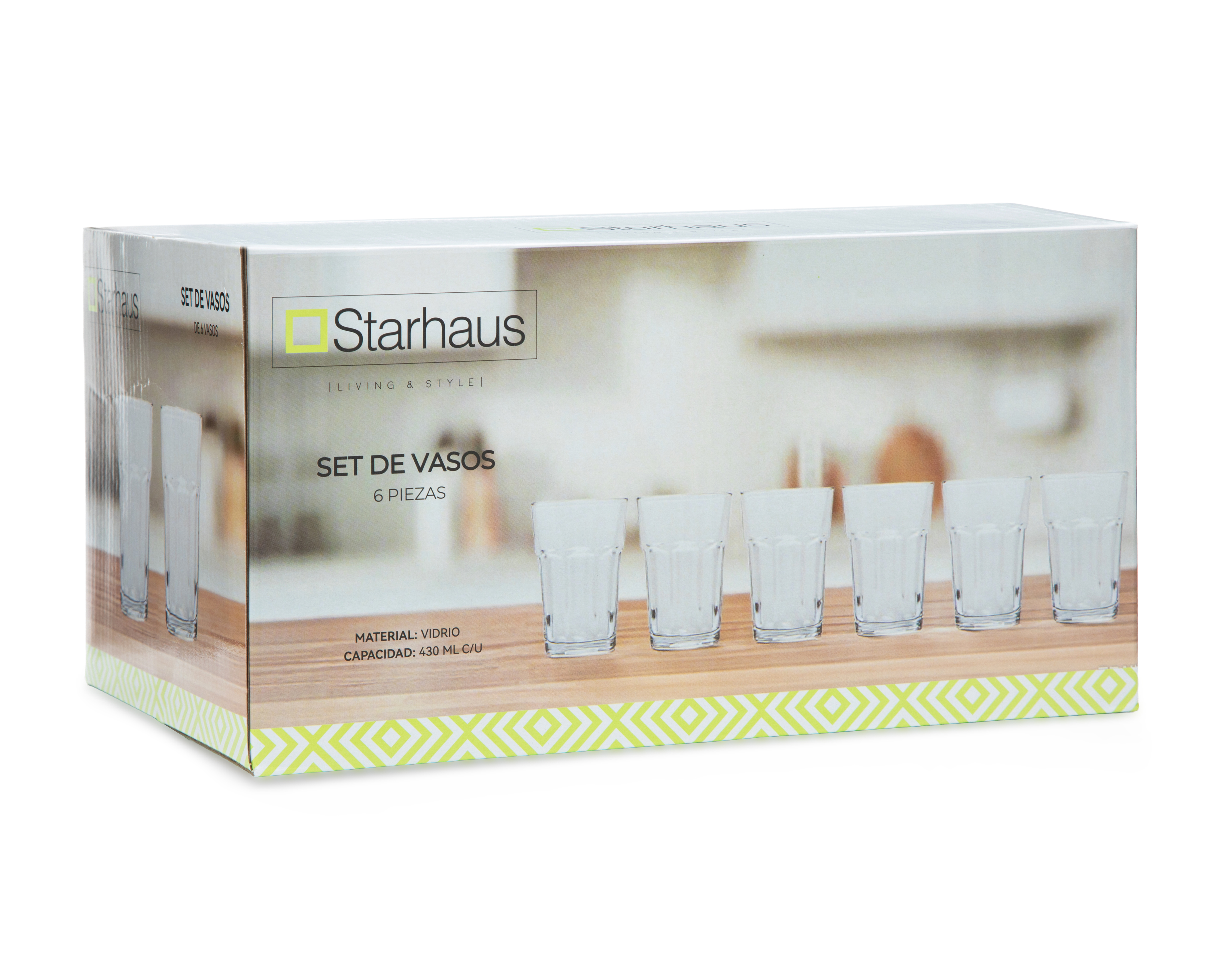 Foto 2 | Foto 2 | Vaso de Vidrio Starhaus 430 ml 6 Piezas