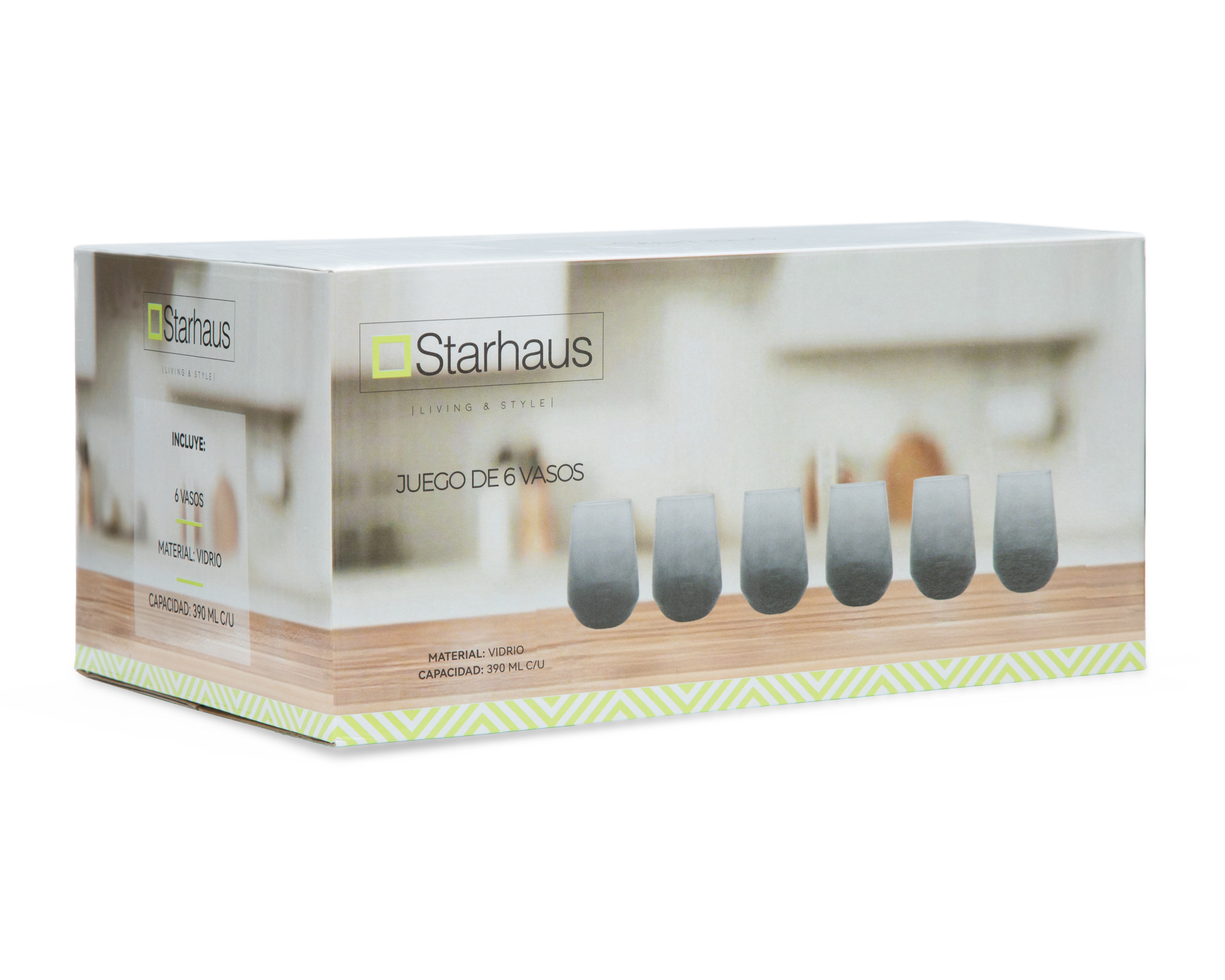 Foto 3 pulgar | Foto 2 | Vaso de Vidrio Starhaus 390 ml 6 Piezas
