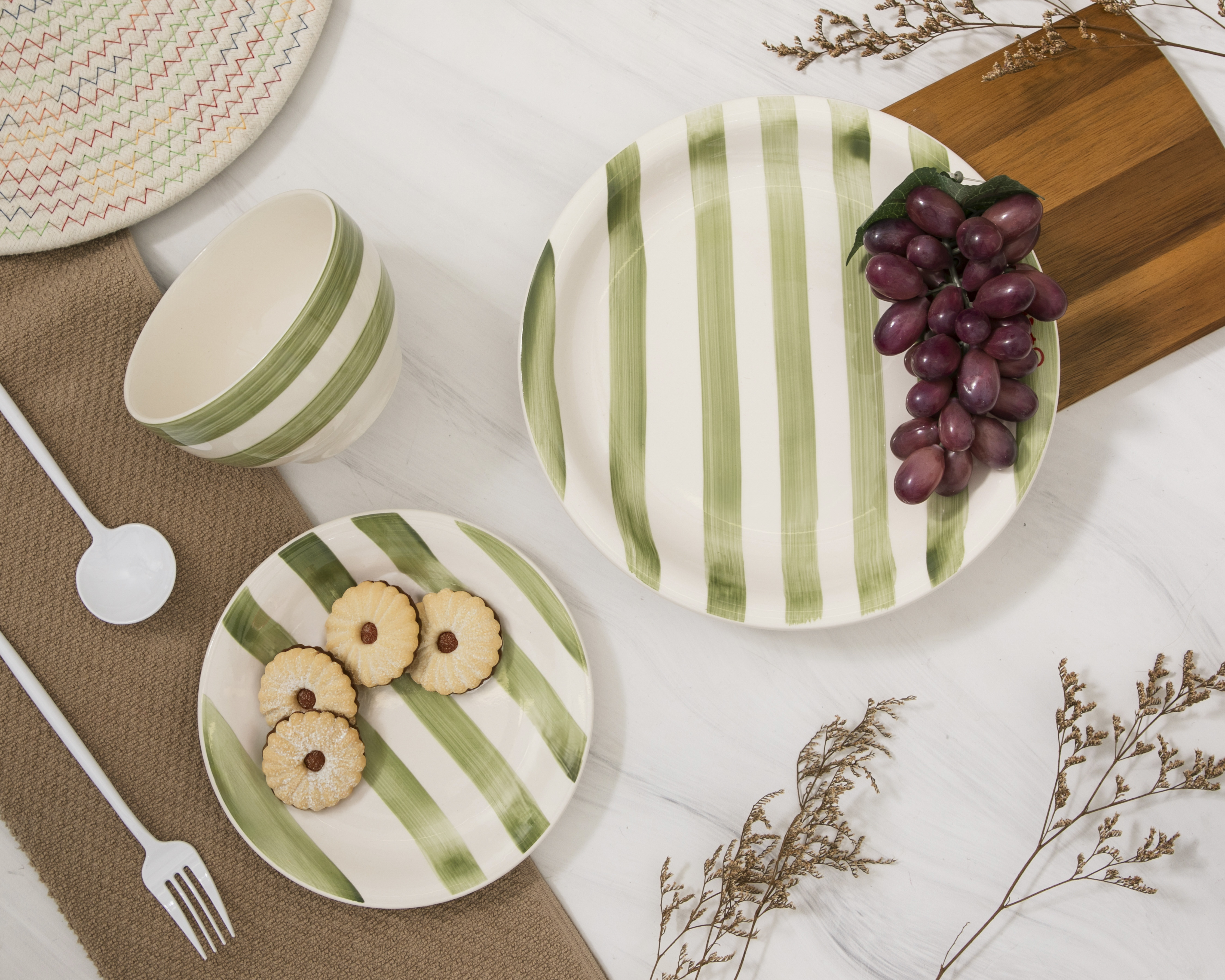 Foto 2 pulgar | Foto 1 | Vajilla de Cerámica Verde para 4 Personas 12 Piezas