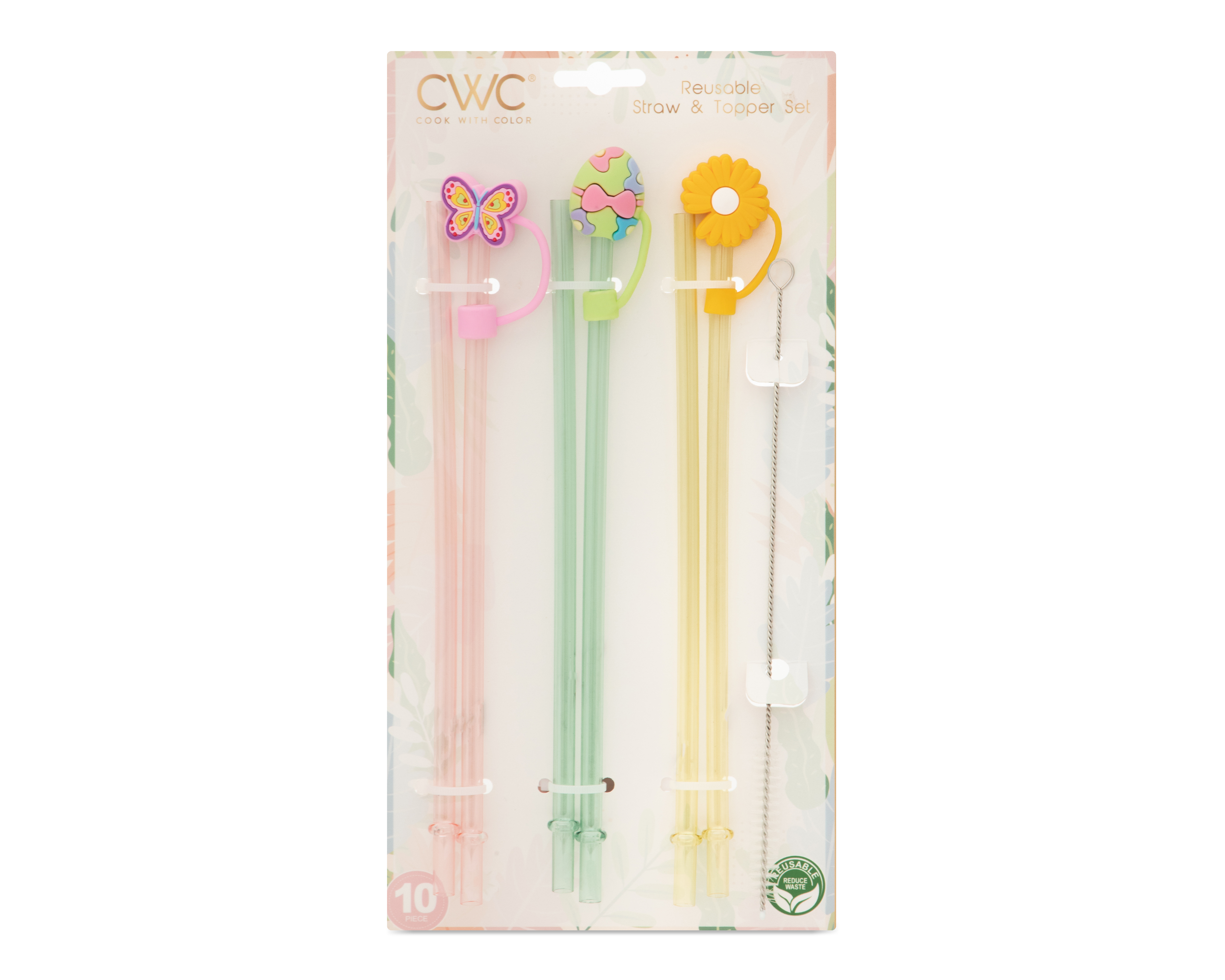 Juego de Popotes Reutilizables con Cepillo Cook With Color 10 Piezas