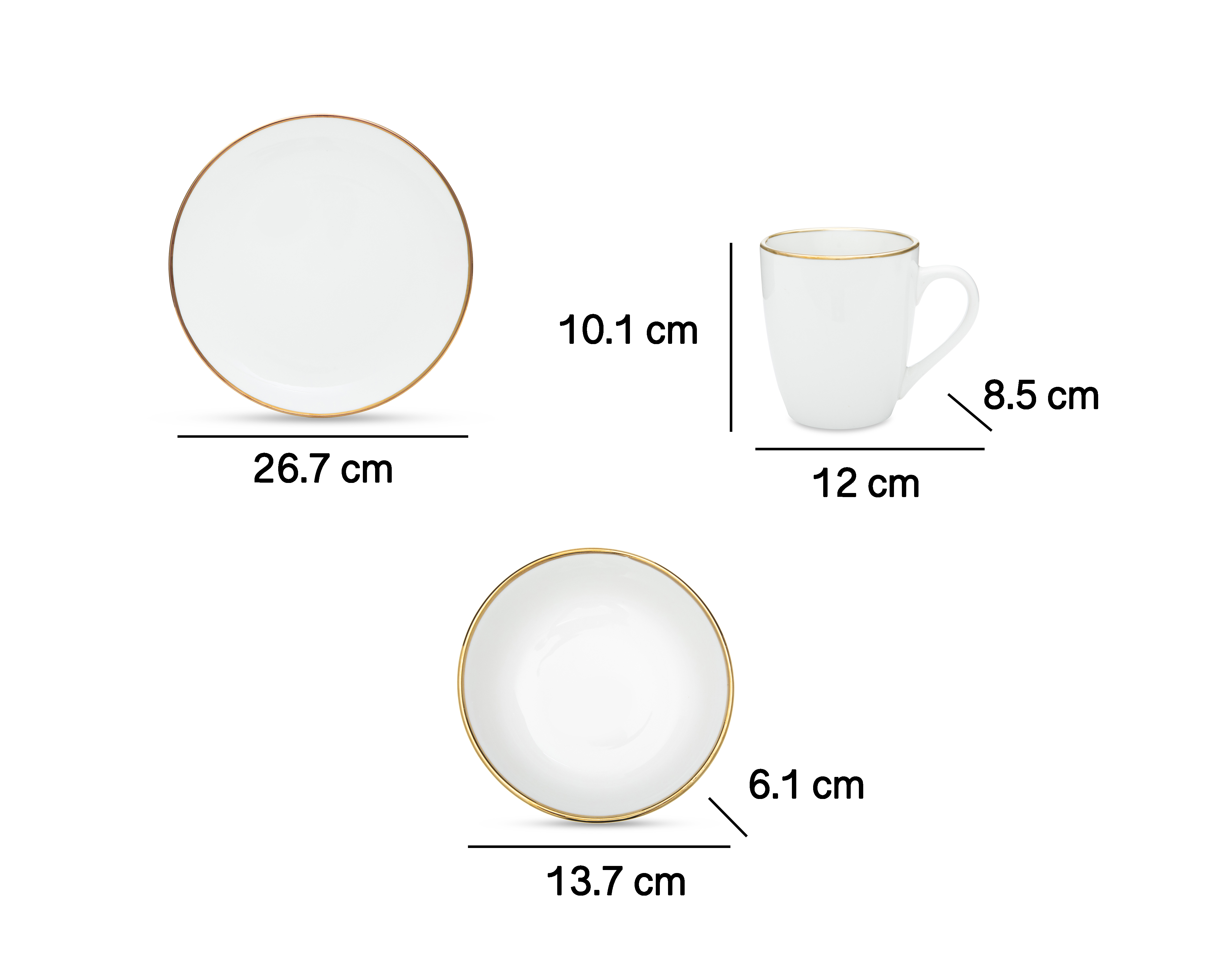 Foto 7 | Foto 7 | Vajilla de Cerámica Blanca para 4 Personas 12 Piezas