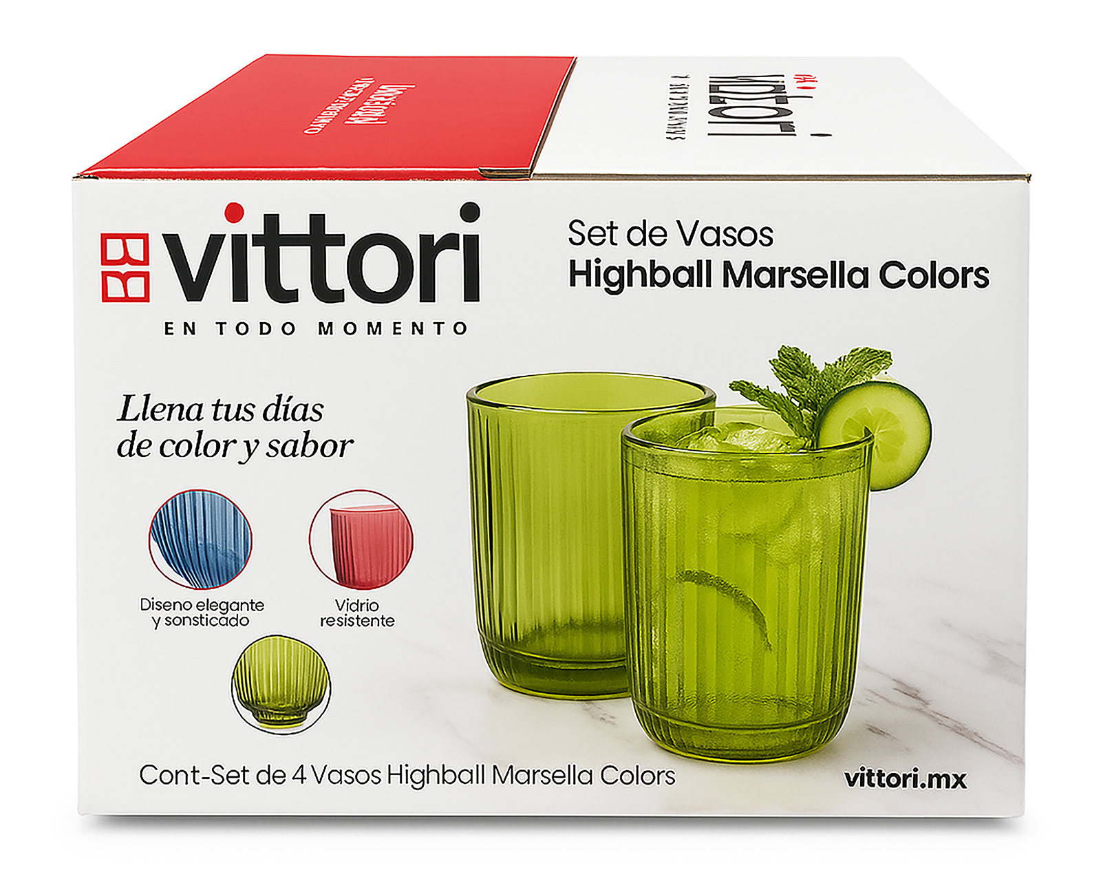 Foto 3 pulgar | Foto 2 | Vaso de Vidrio Vittori 420 ml 4 Piezas
