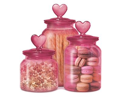 Foto 3 | Foto 3 | Contenedor de Vidrio Vittori Corazón Rosa 3 Piezas