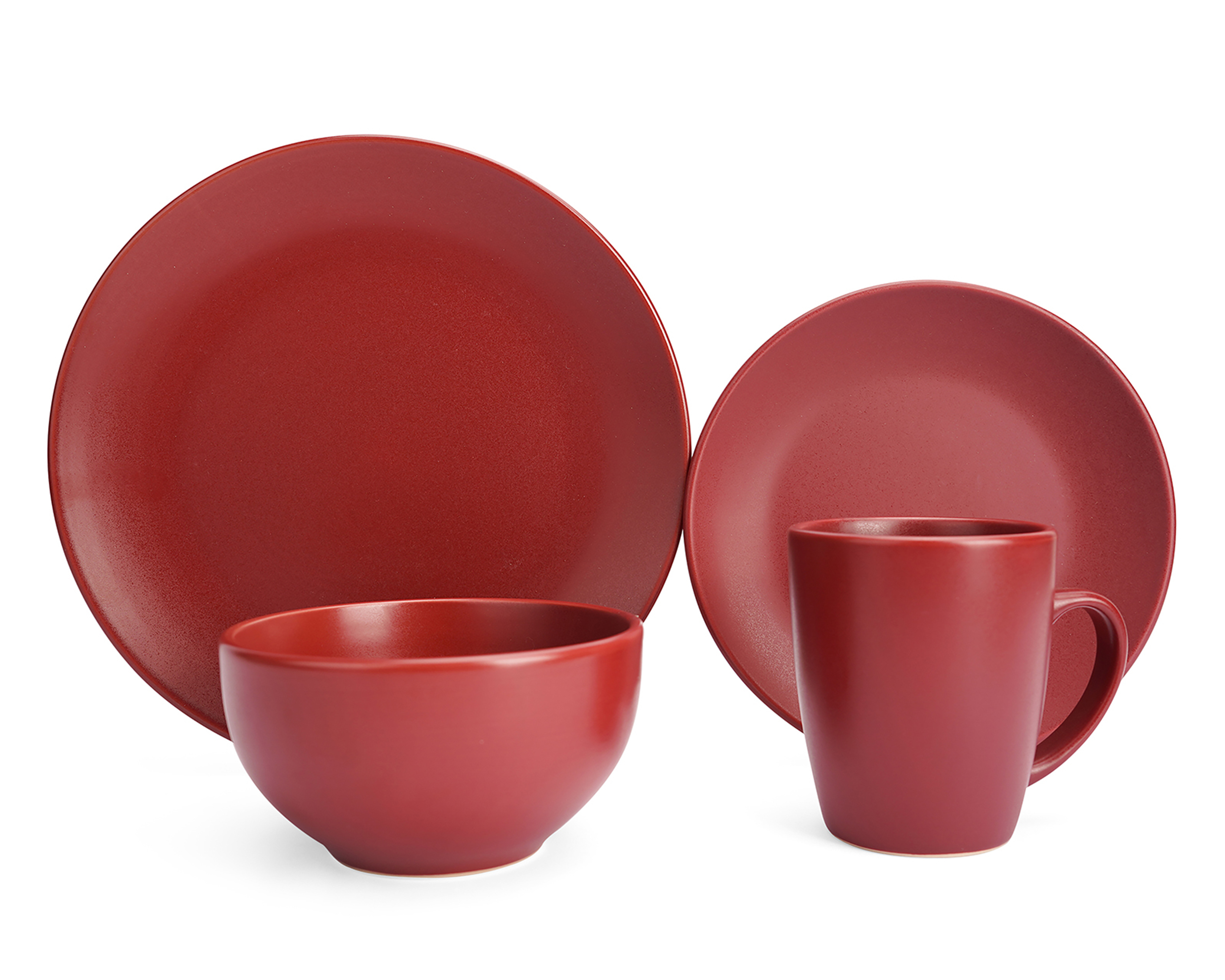 Foto 3 pulgar | Foto 2 | Vajilla de Cerámica Roja para 4 Personas 16 Piezas