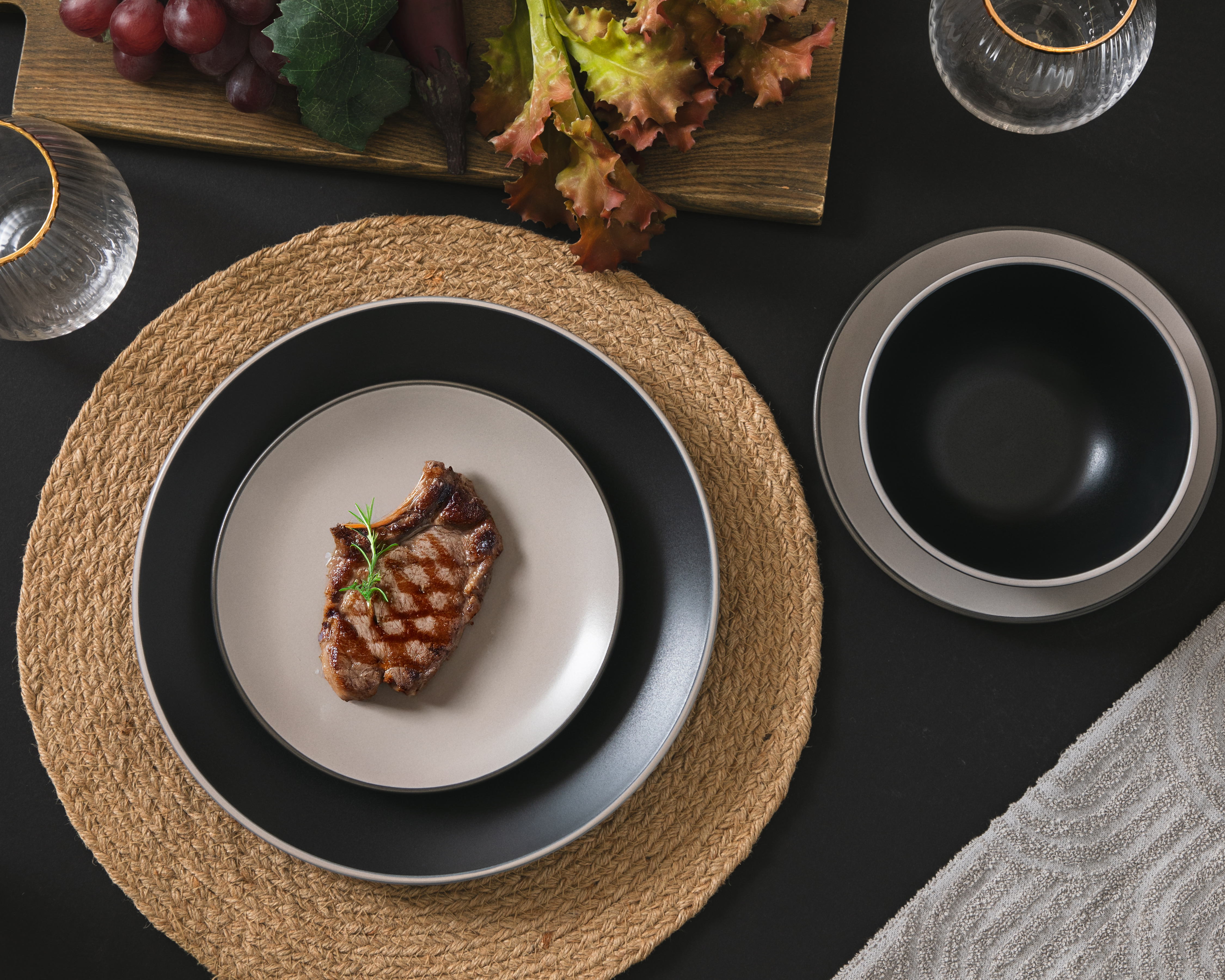 Foto 2 pulgar | Foto 1 | Vajilla de Cerámica Negra para 4 Personas 12 Piezas