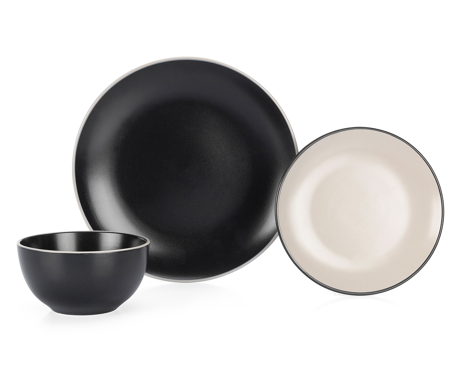 Vajilla de Cerámica Negra para 4 Personas 12 Piezas