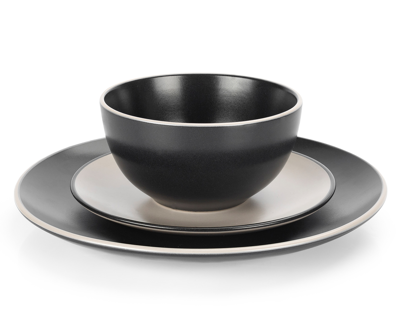 Foto 3 | Foto 3 | Vajilla de Cerámica Negra para 4 Personas 12 Piezas