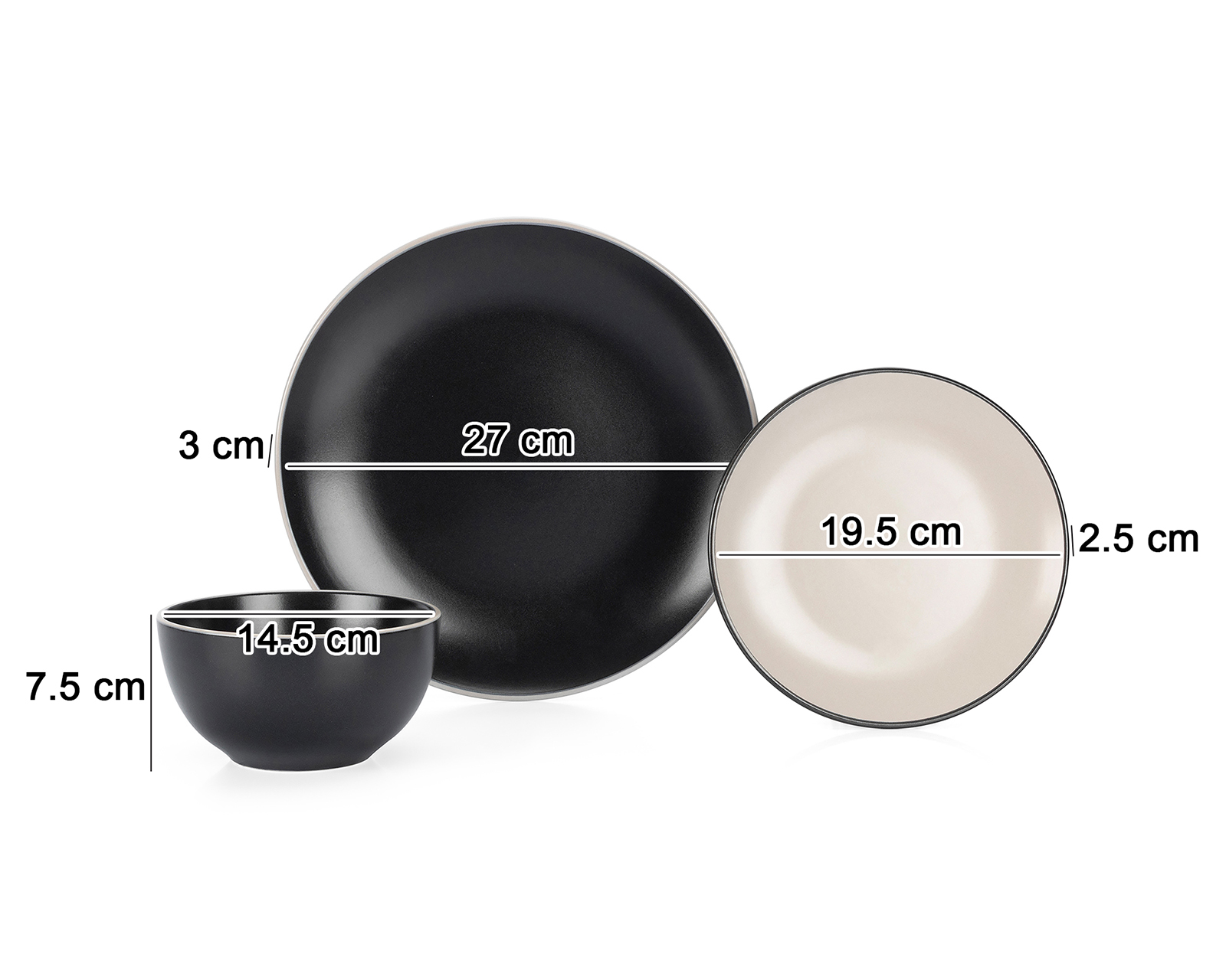 Foto 7 pulgar | Foto 6 | Vajilla de Cerámica Negra para 4 Personas 12 Piezas