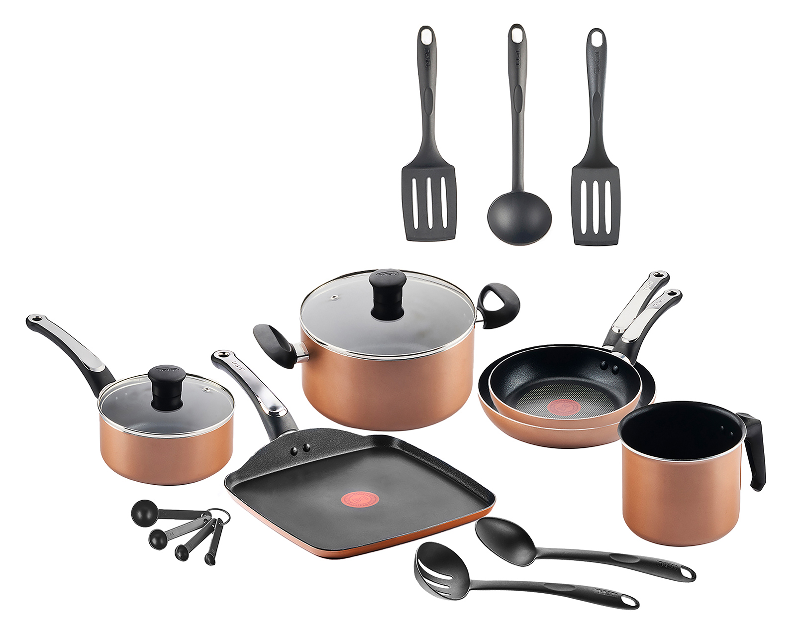 Batería de Cocina T-Fal Talent Stone de Aluminio 17 Piezas