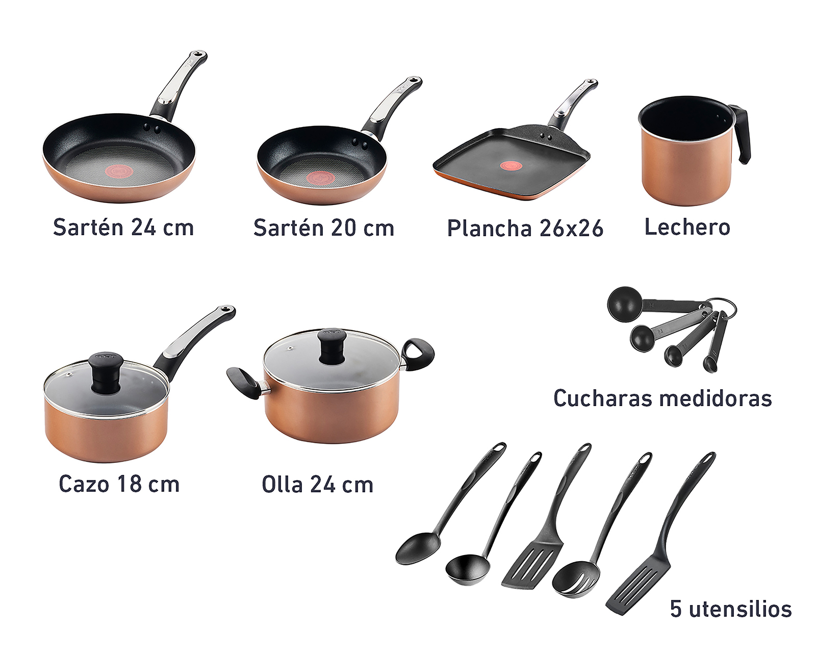Foto 6 pulgar | Foto 5 | Batería de Cocina T-Fal Talent Stone de Aluminio 17 Piezas