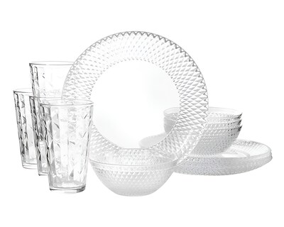 Foto 2 | Foto 2 | Vajilla de Vidrio Transparente para 4 Personas 12 Piezas