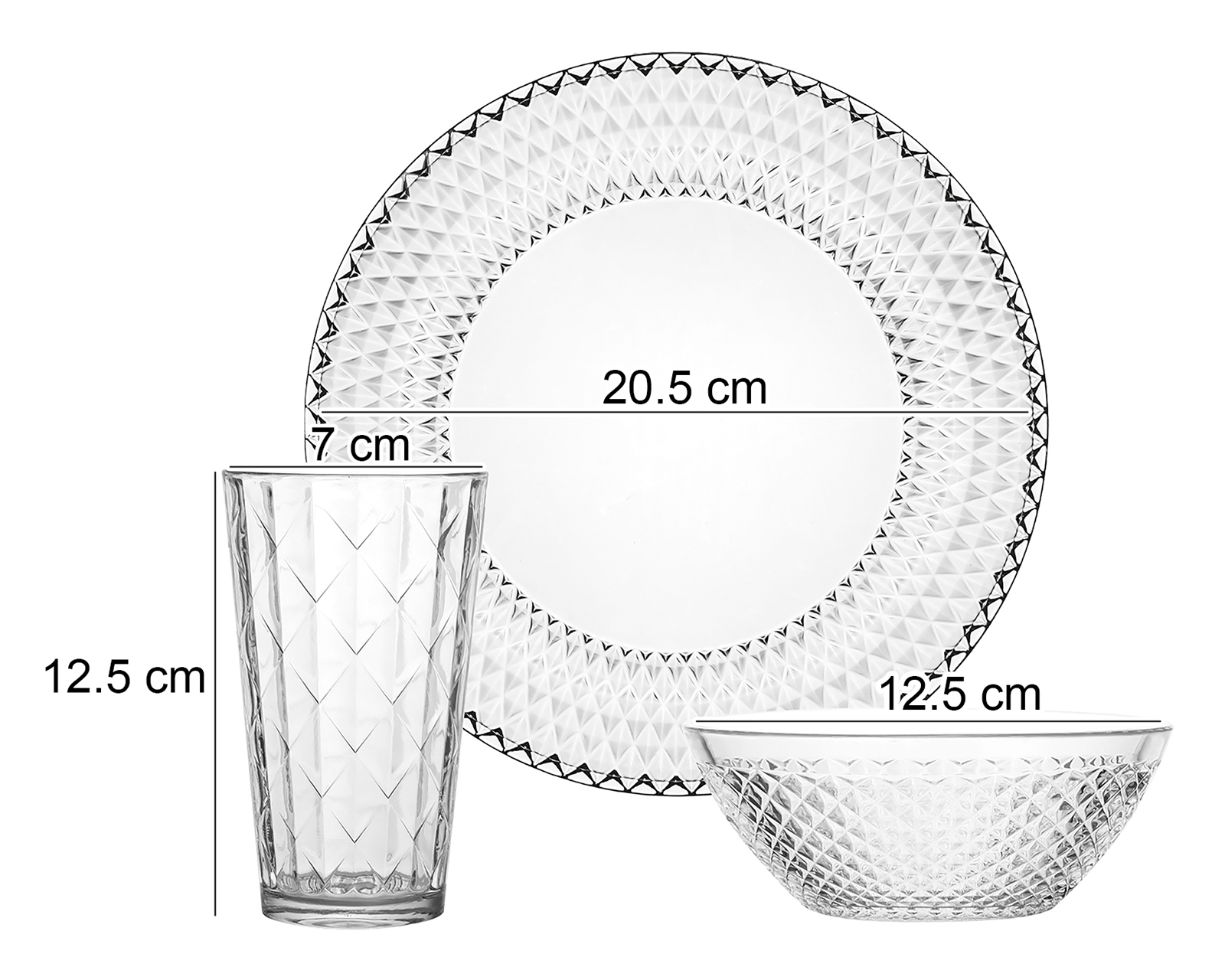 Foto 5 | Foto 5 | Vajilla de Vidrio Transparente para 4 Personas 12 Piezas