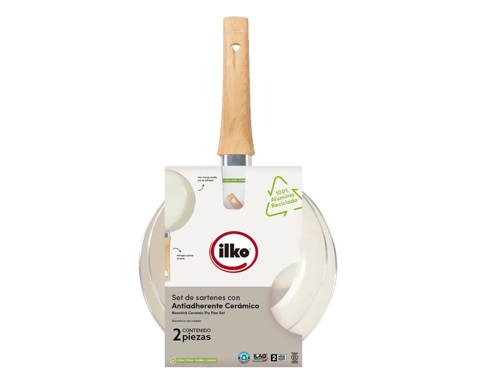 Juego de Sartenes Ilko Off White de Aluminio 2 Piezas