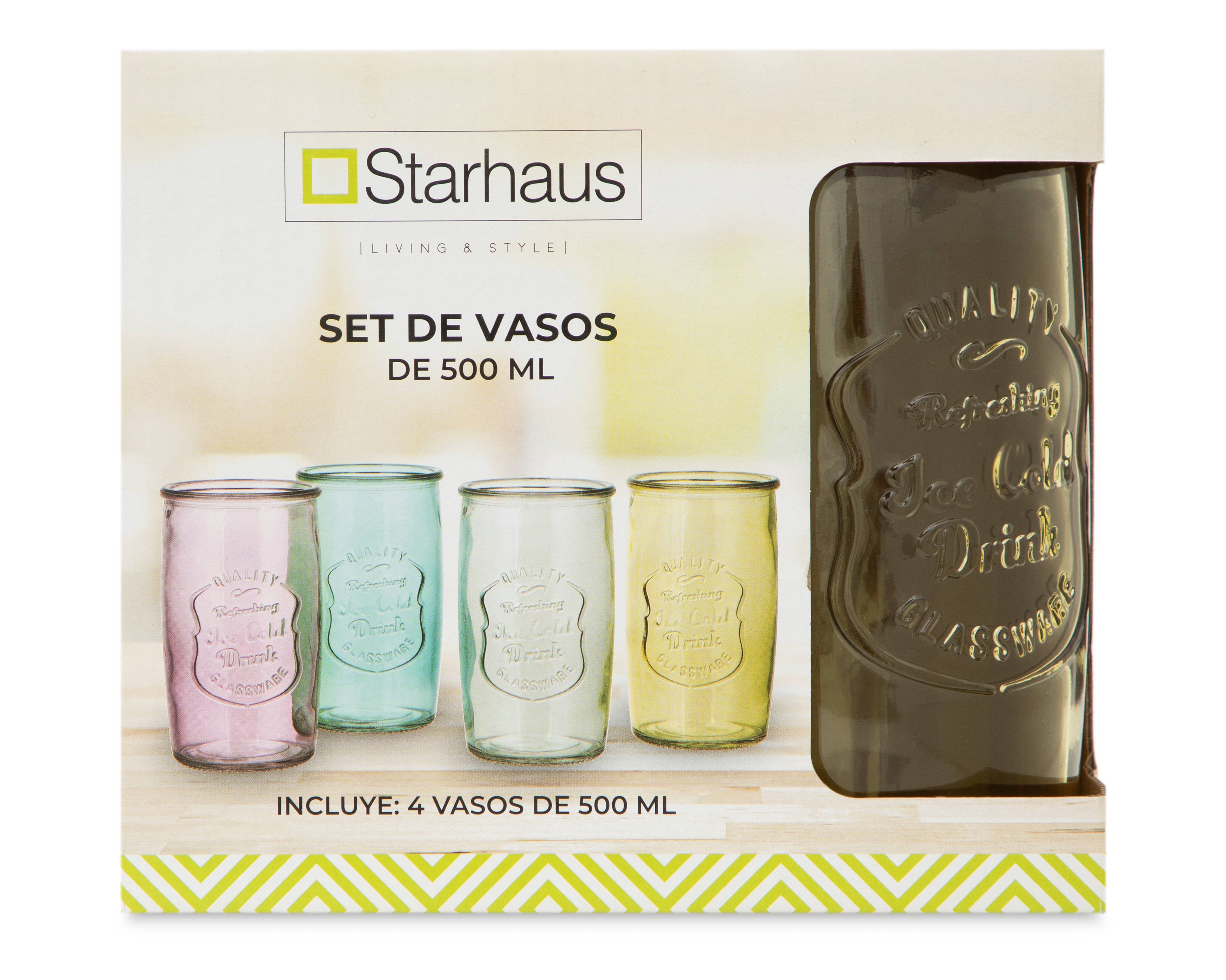 Foto 4 pulgar | Foto 3 | Vaso de Vidrio Starhaus 500 ml 4 Piezas