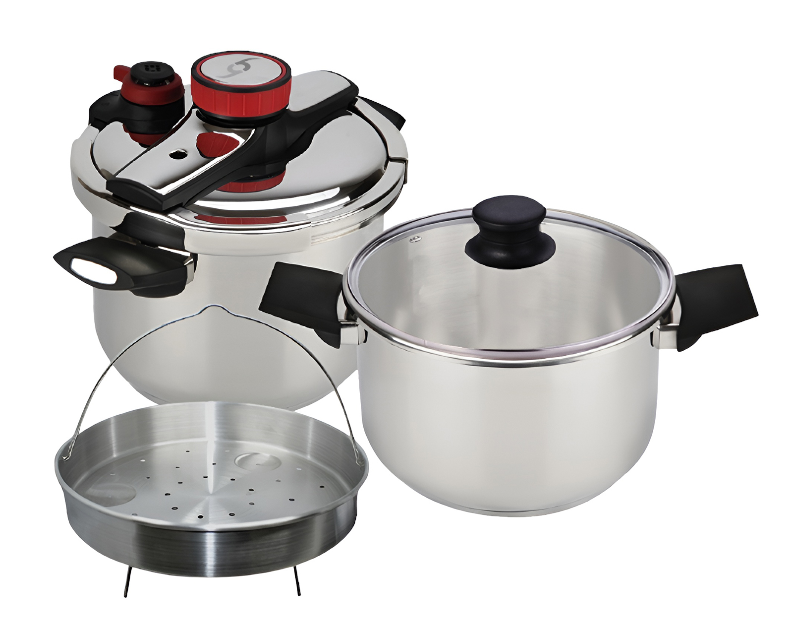 Set de Ollas de Presión Bogner de Acero Inoxidable 5 Piezas