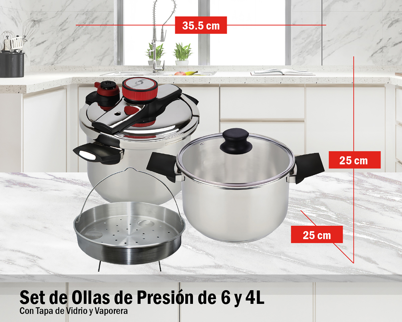 Foto 8 pulgar | Foto 7 | Set de Ollas de Presión Bogner de Acero Inoxidable 5 Piezas