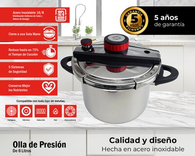 Foto 3 | Foto 3 | Olla de Presión Bogner 6 Litros de Acero Inoxidable