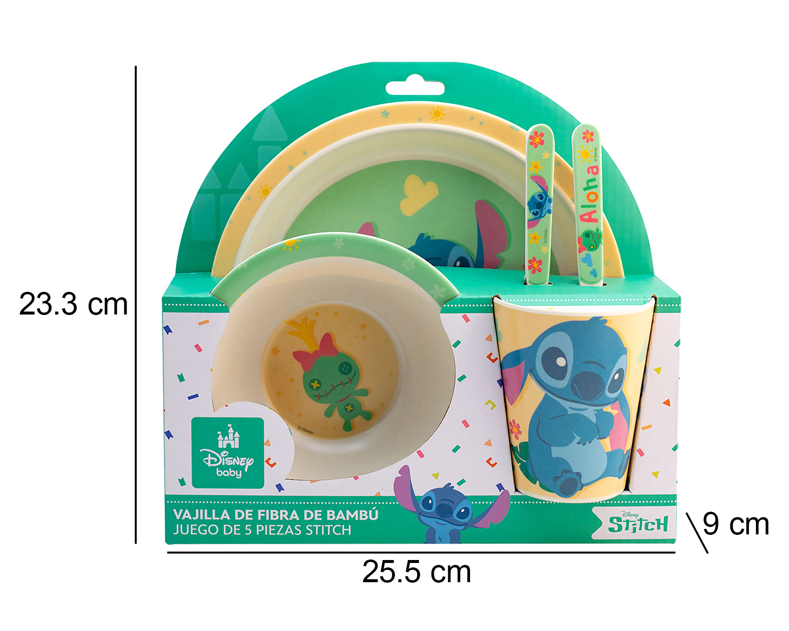 Foto 9 pulgar | Foto 8 | Vajilla de Bambú Stitch Verde Individual 5 Piezas