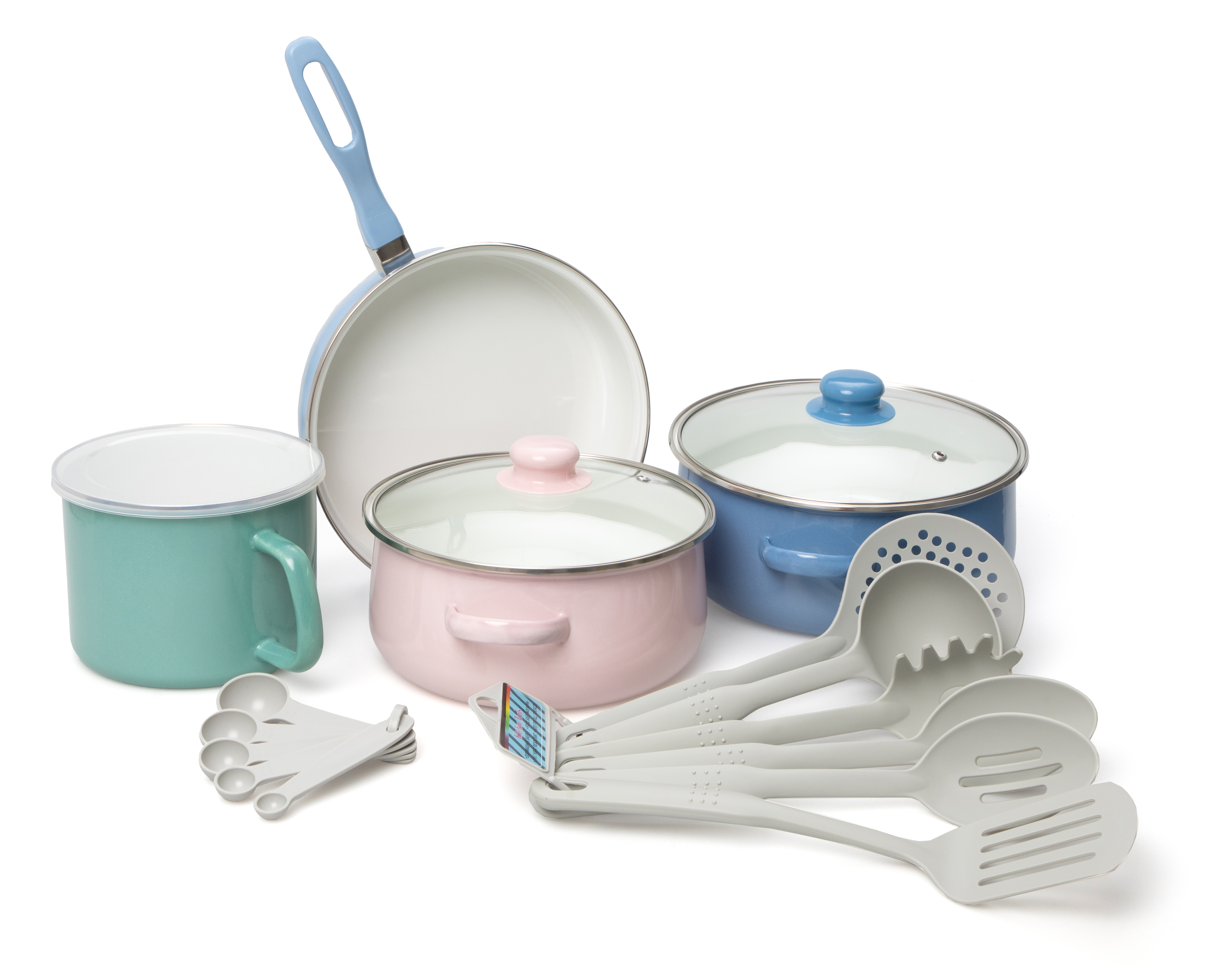 Batería de Cocina Jade Cook Sofía Colors Winter de Acero Vitrificado 20 Piezas