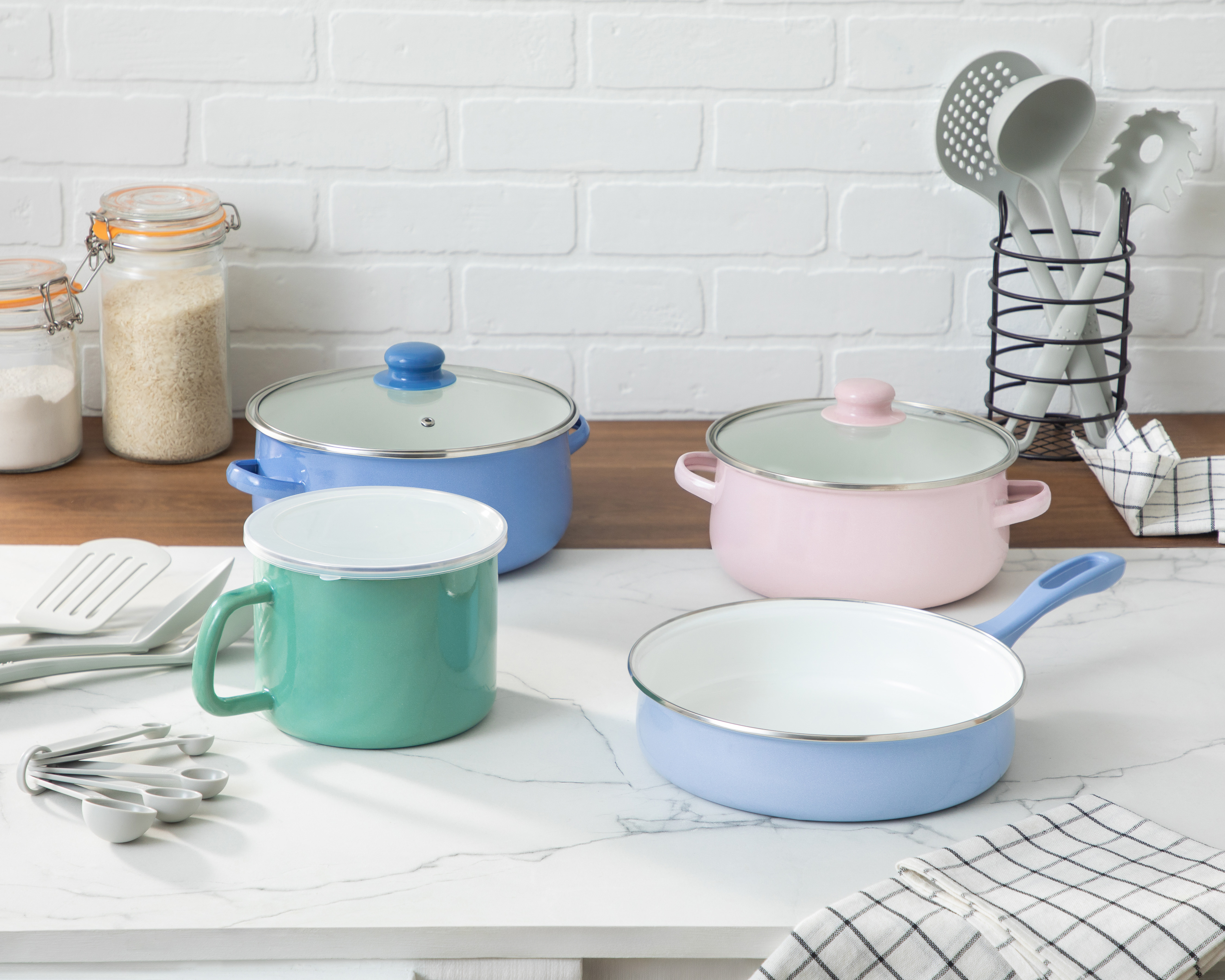 Foto 8 pulgar | Foto 7 | Batería de Cocina Jade Cook Sofía Colors Winter de Acero Vitrificado 20 Piezas