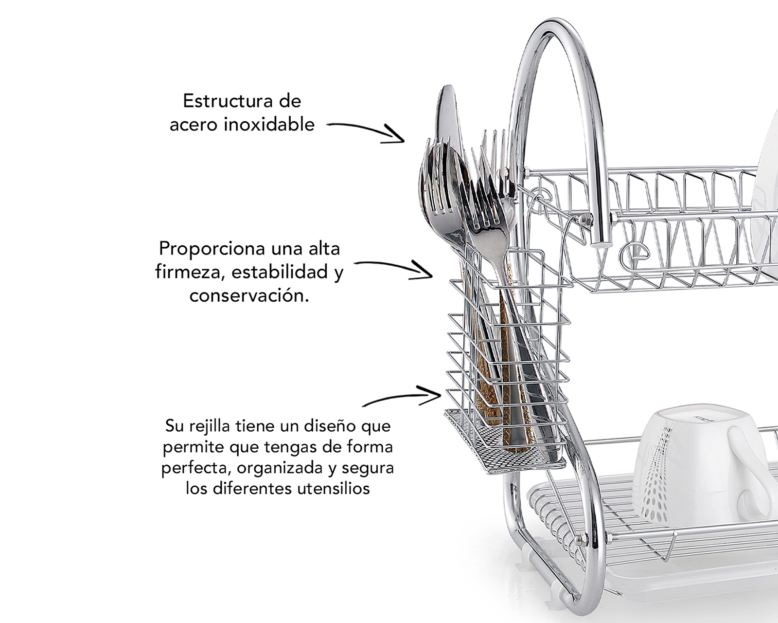 Foto 5 pulgar | Foto 4 | Escurridor Top Choice 2 Pisos Cromado