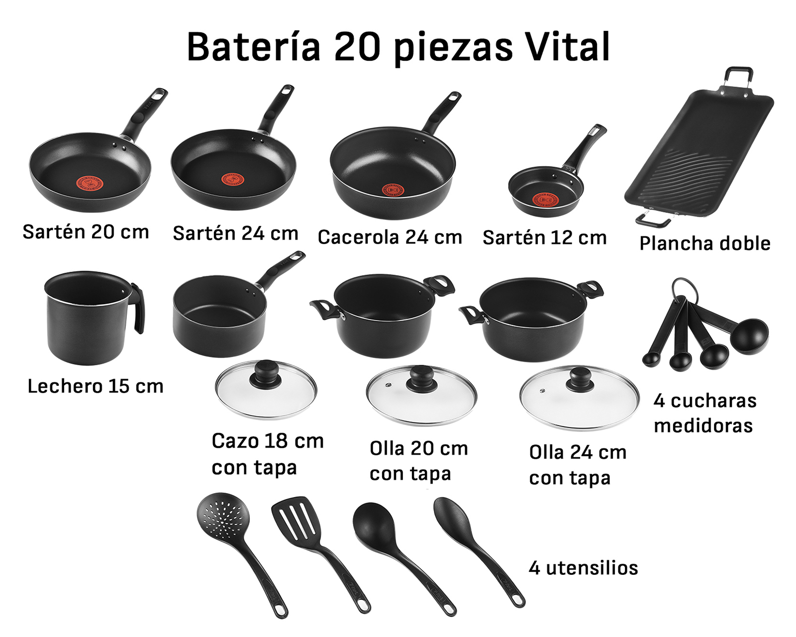 Foto 6 pulgar | Foto 5 | Batería de Cocina T-Fal Vital de Aluminio 20 Piezas