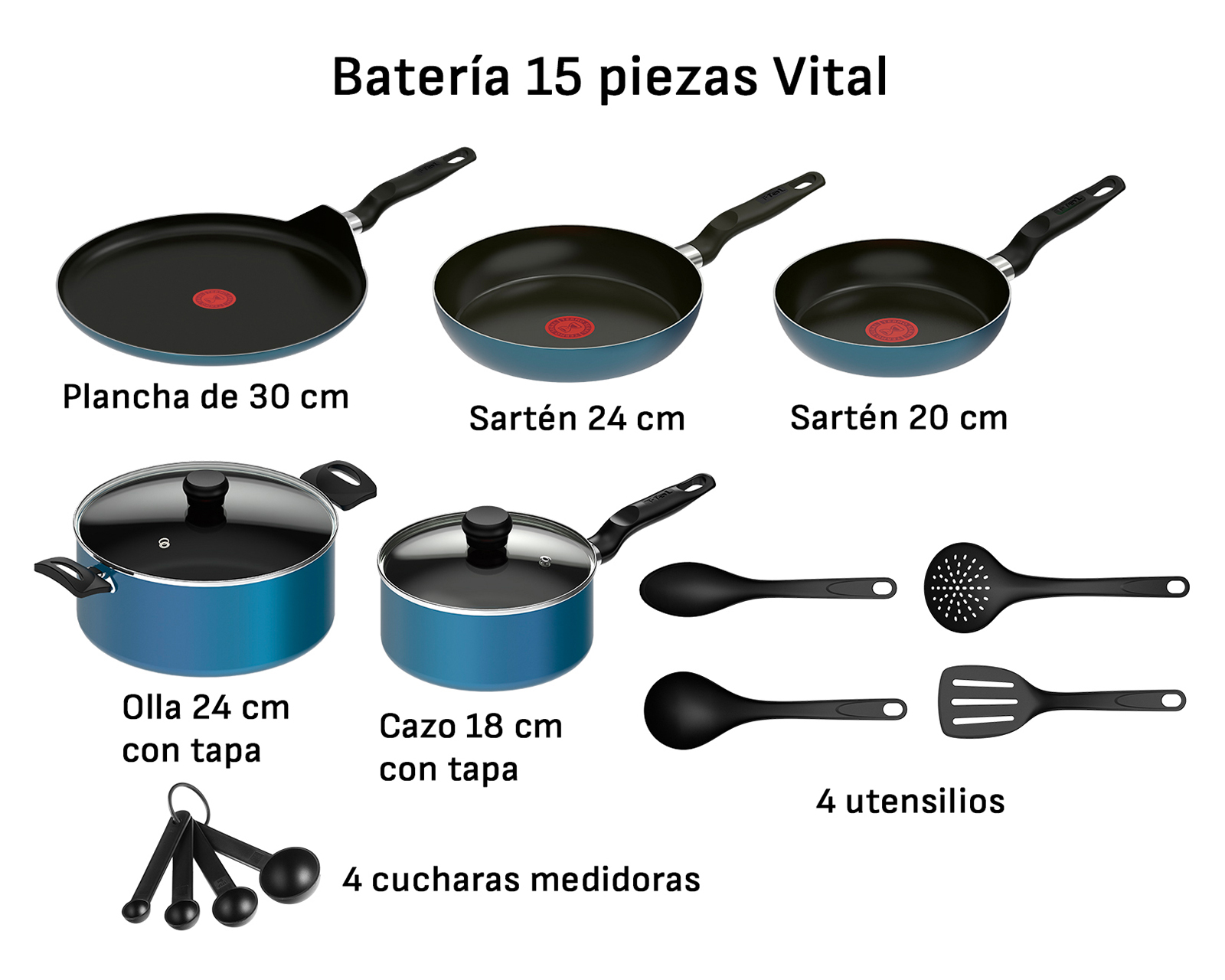 Foto 6 | Foto 6 | Batería de Cocina T-Fal Vital de Aluminio 15 Piezas