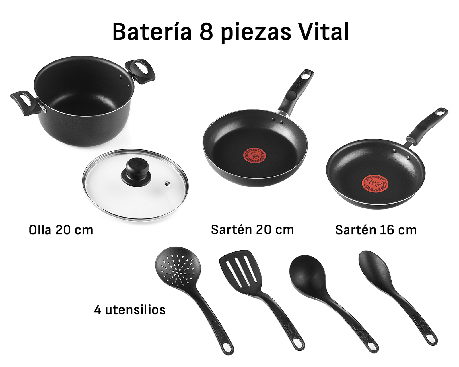 Foto 6 | Foto 6 | Batería de Cocina T-Fal Vital de Aluminio 8 Piezas