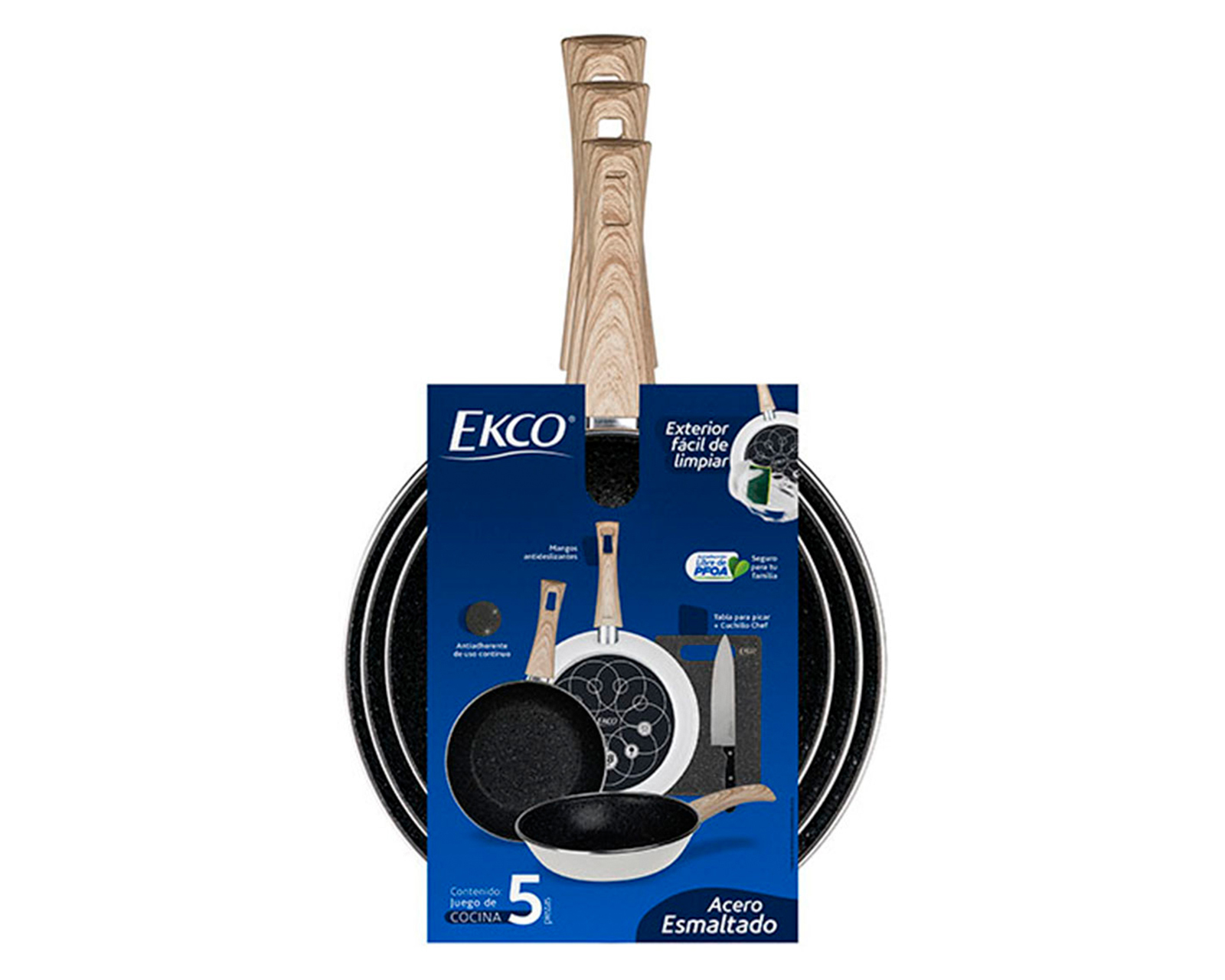 Foto 3 pulgar | Foto 2 | Sartenes Ecko con Cuchillo y Tabla para Picar 5 Piezas