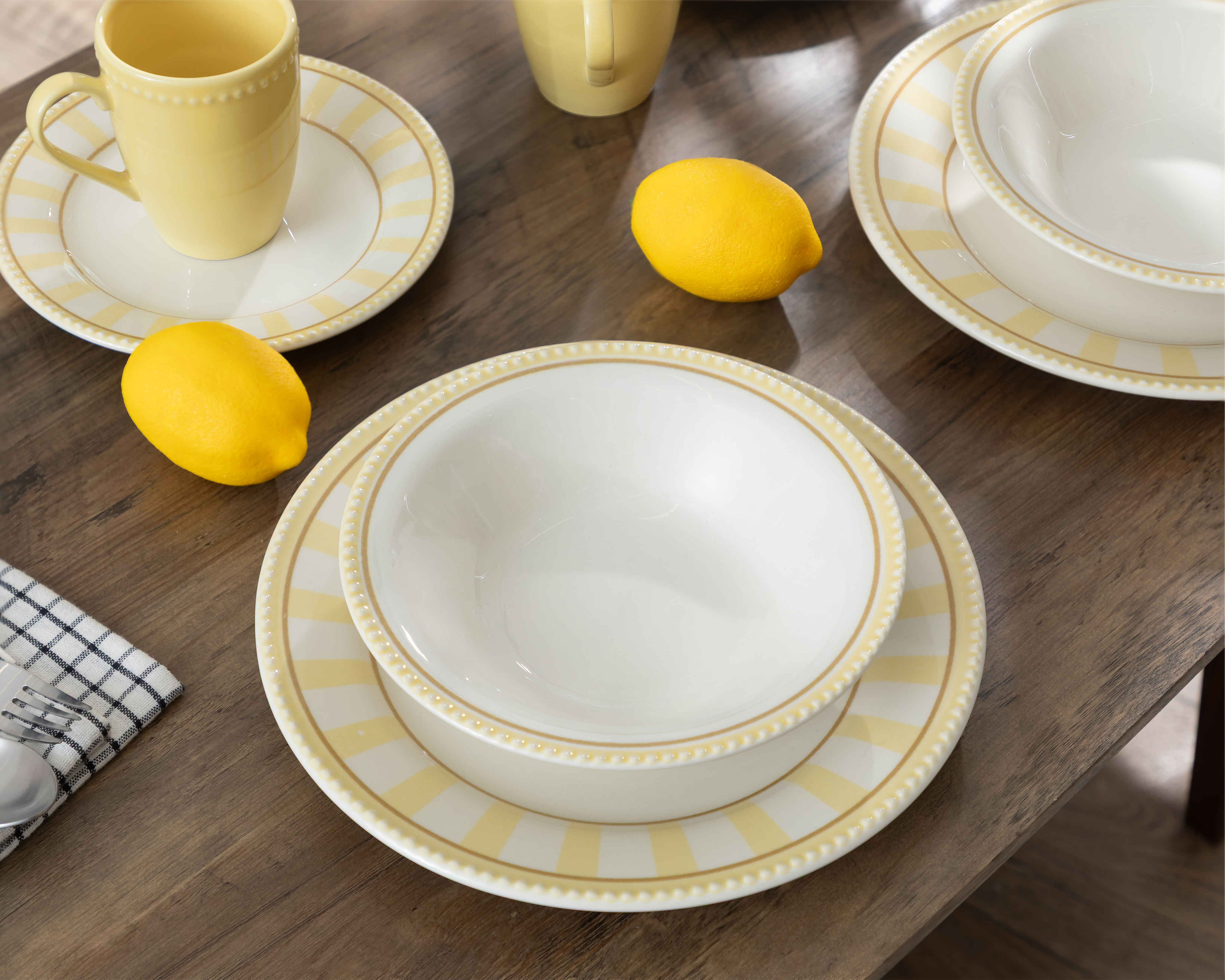 Foto 2 pulgar | Foto 1 | Vajilla de Cerámica Amarilla para 4 Personas 16 Piezas