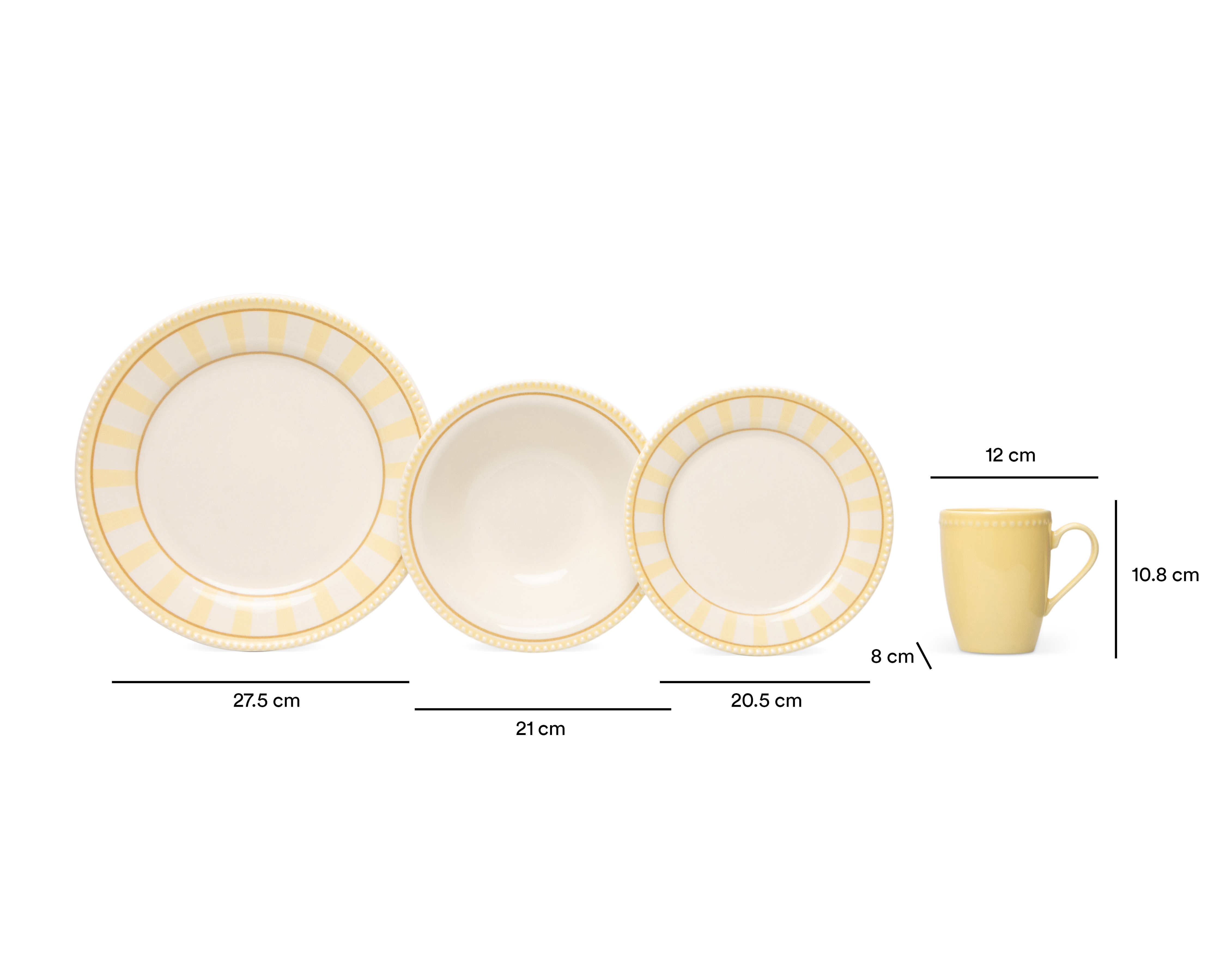 Foto 7 | Foto 7 | Vajilla de Cerámica Amarilla para 4 Personas 16 Piezas