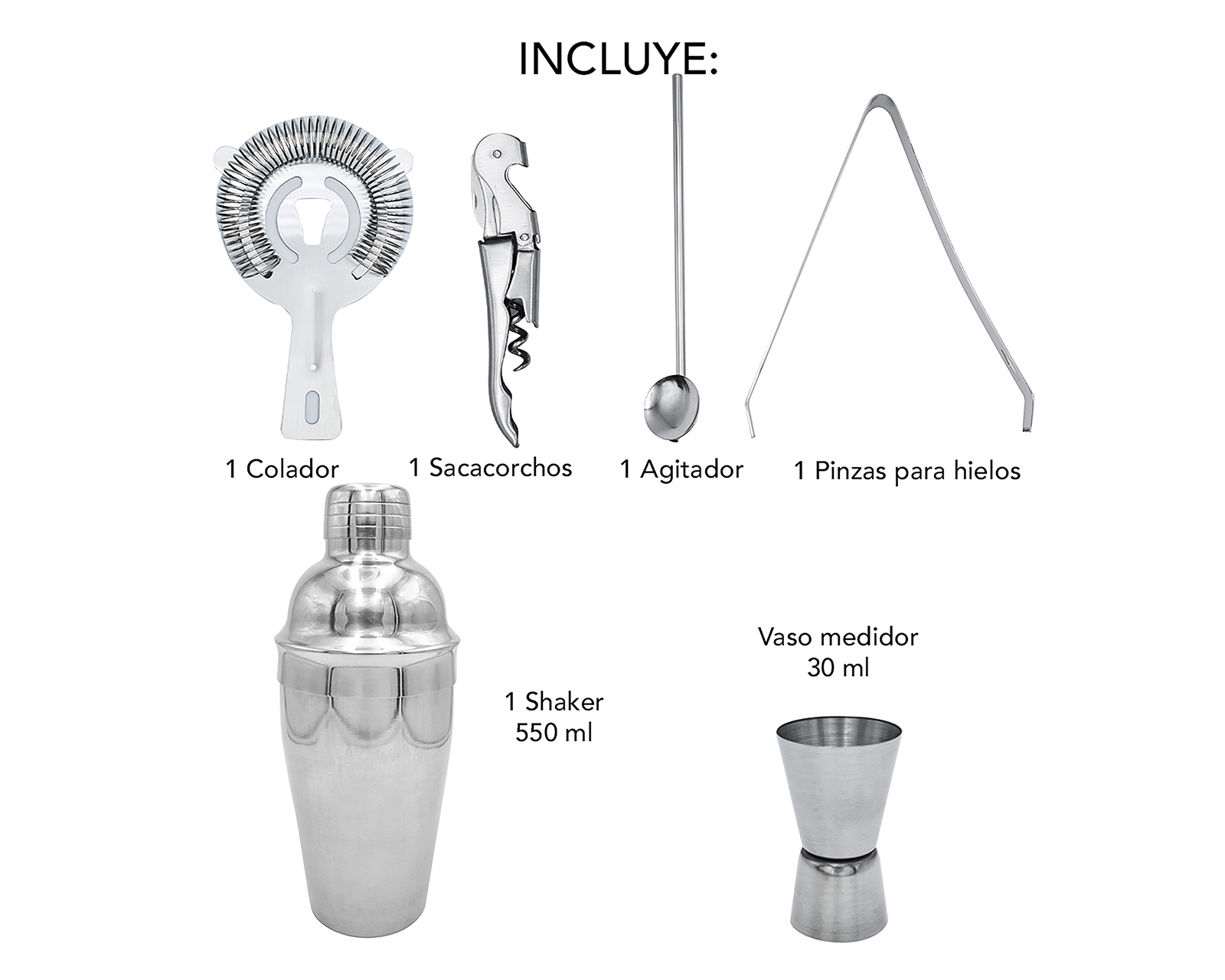 Foto 3 | Foto 3 | Kit de Coctelería Nuvo de Acero Inoxidable 7 Piezas