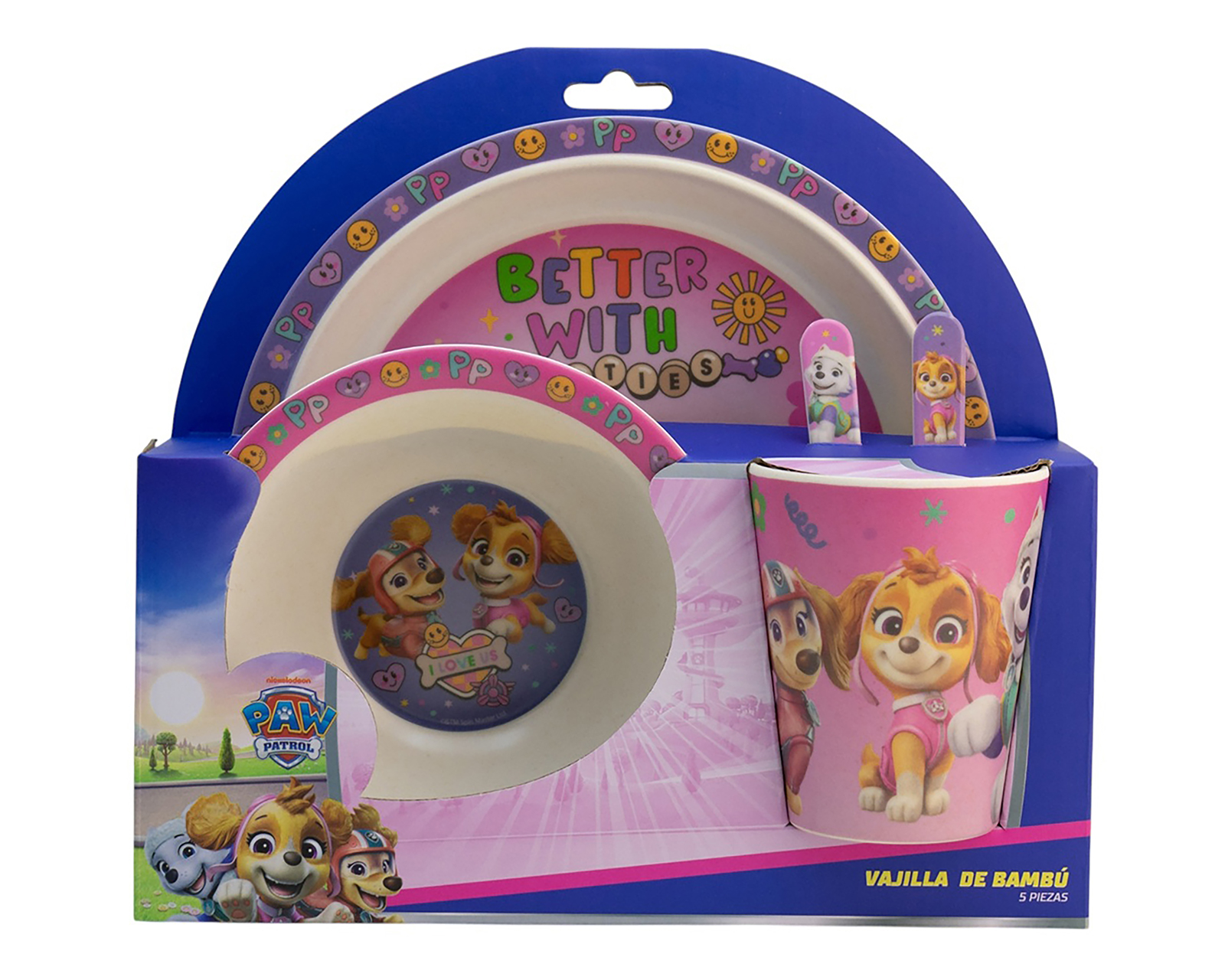 Foto 1 | Foto 1 | Vajilla de Bambú Rosa para 1 Persona 5 Piezas