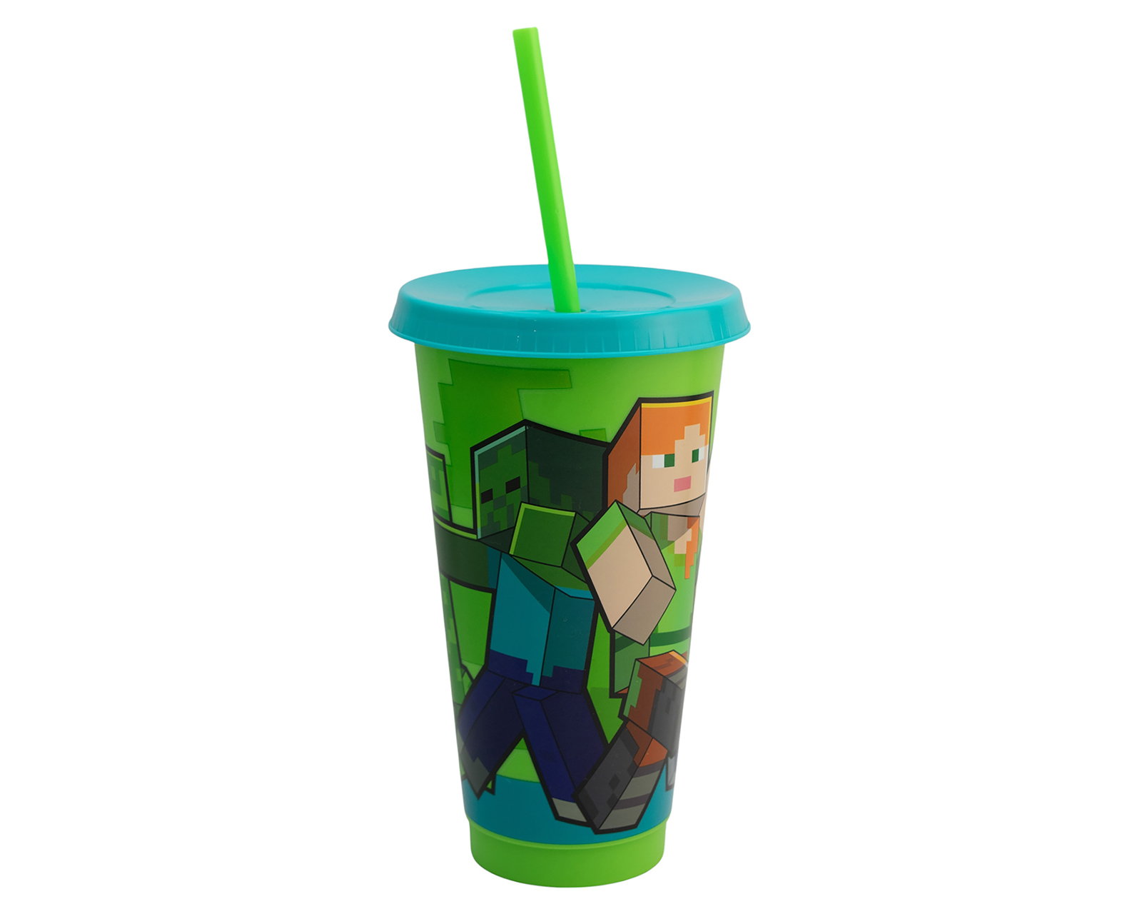 Foto 2 | Foto 2 | Vaso con Popote de Plástico Minecraft 680 ml