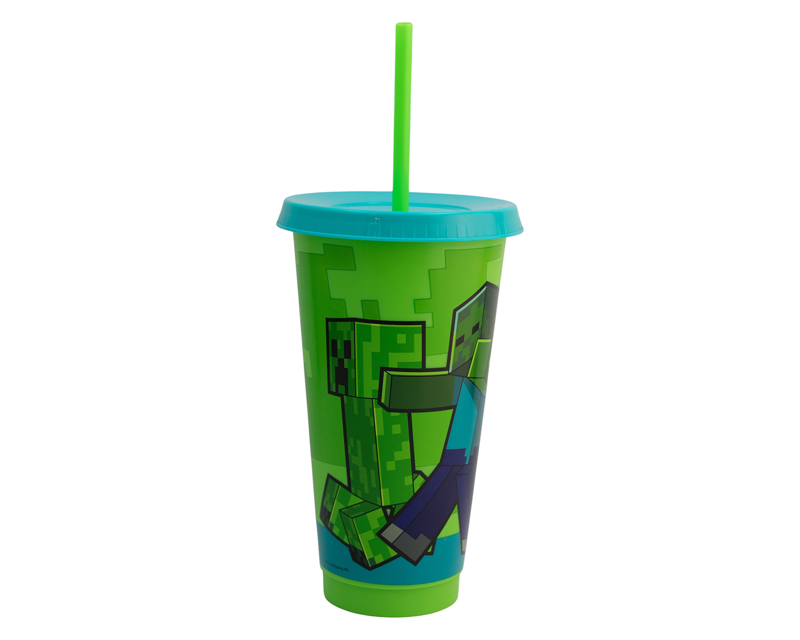 Foto 4 pulgar | Foto 3 | Vaso con Popote de Plástico Minecraft 680 ml