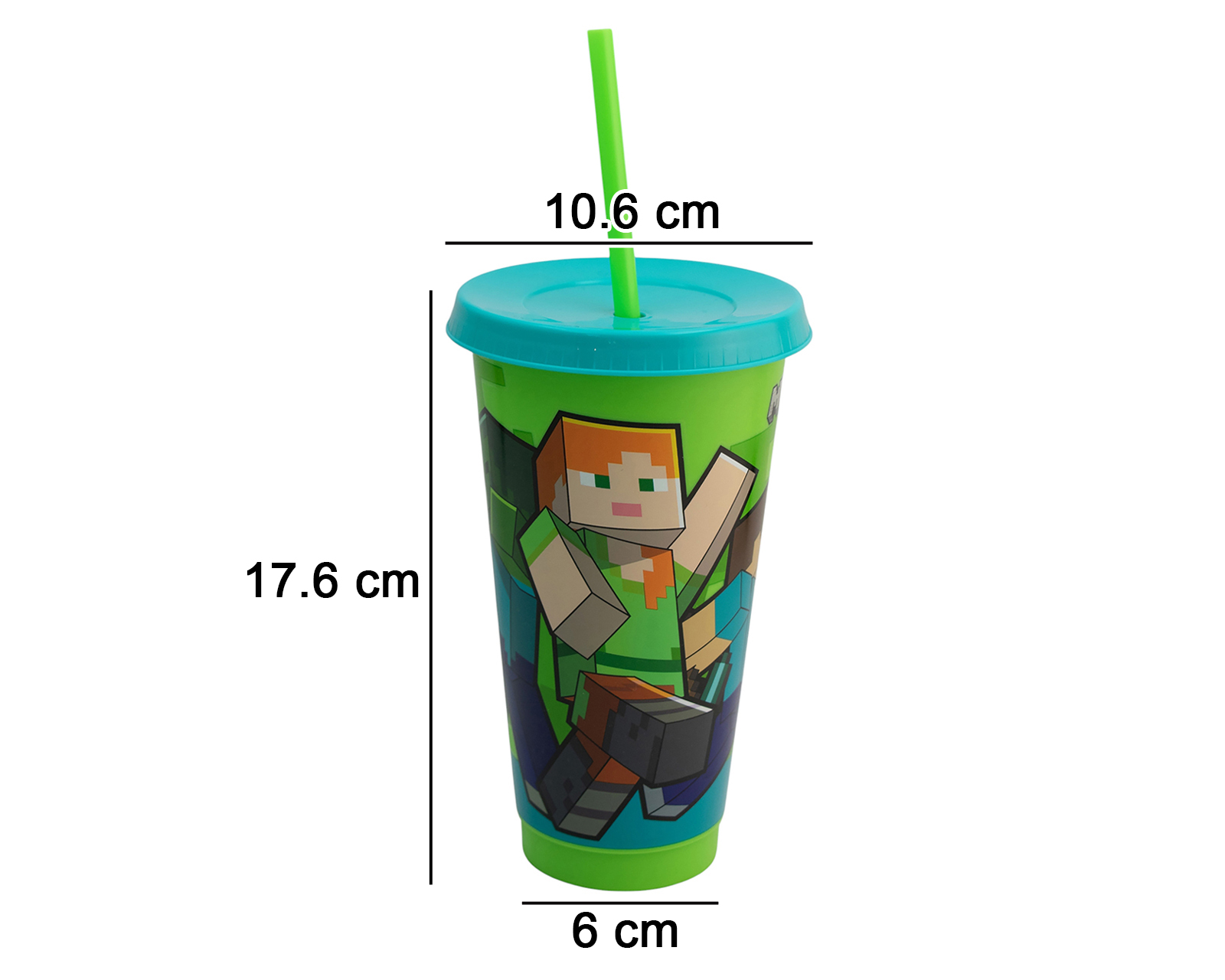 Foto 5 pulgar | Foto 4 | Vaso con Popote de Plástico Minecraft 680 ml