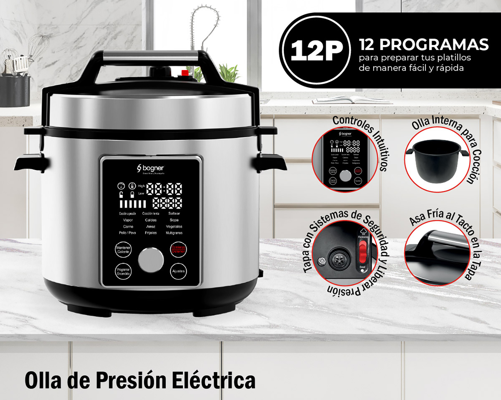 Foto 2 | Foto 2 | Olla de Presión Eléctrica Bogner BEPS01 6 Litros con Accesorios