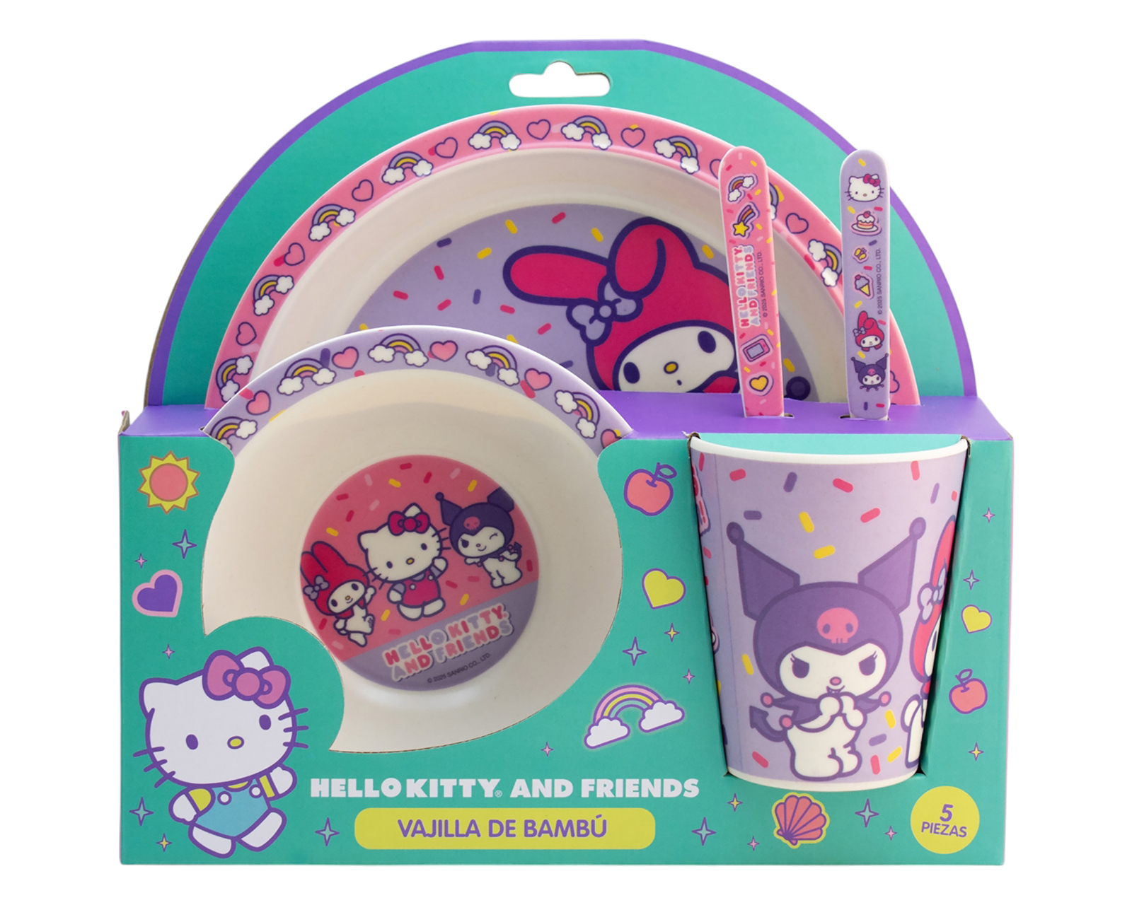 Foto 2 pulgar | Foto 1 | Vajilla de Bambú Lila para 1 Persona 5 Piezas