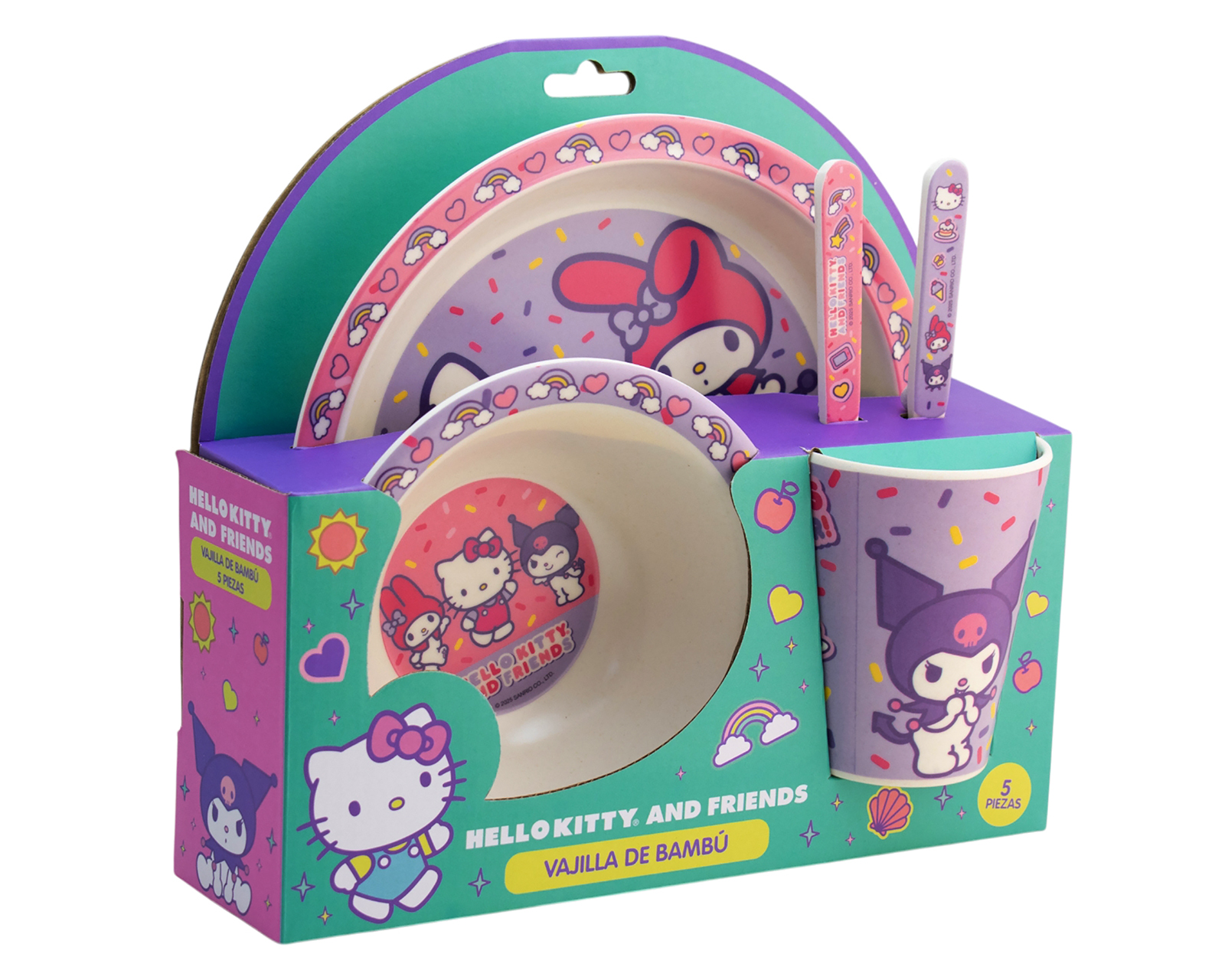 Foto 3 pulgar | Foto 2 | Vajilla de Bambú Lila para 1 Persona 5 Piezas